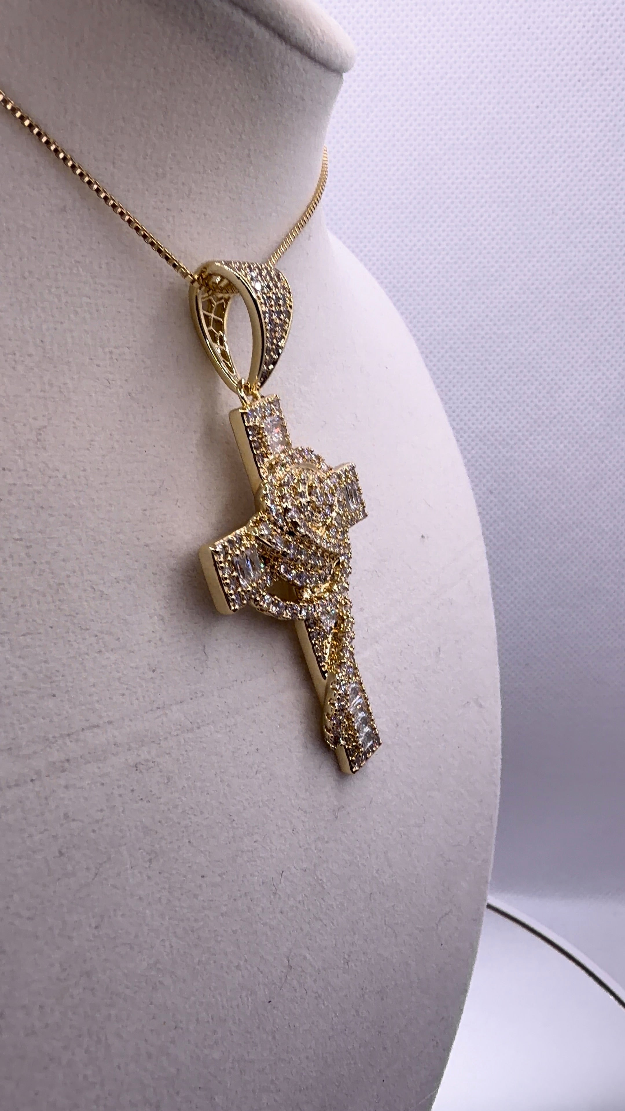 Iced Out Rose Cross Pendant