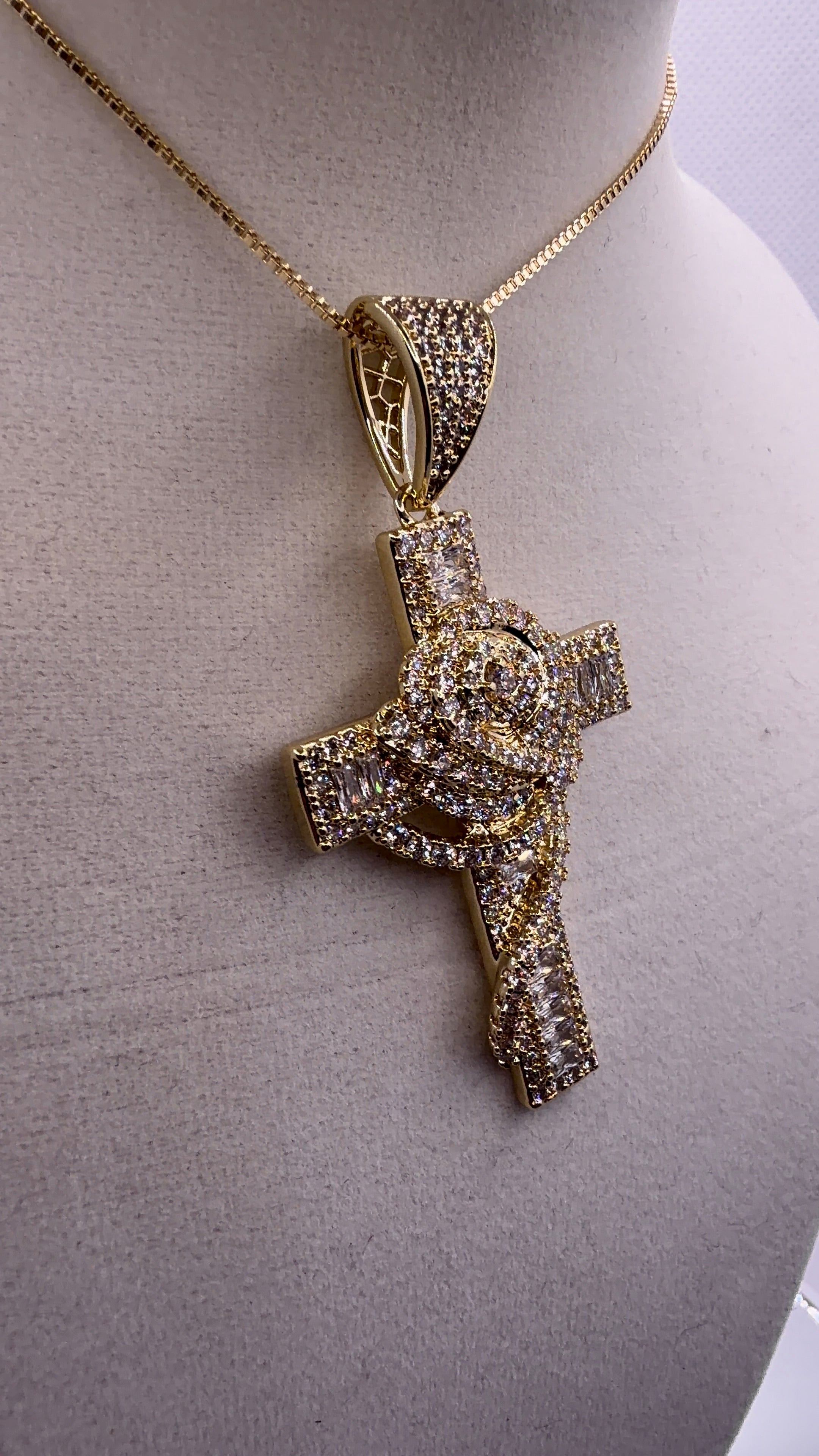 Iced Out Rose Cross Pendant