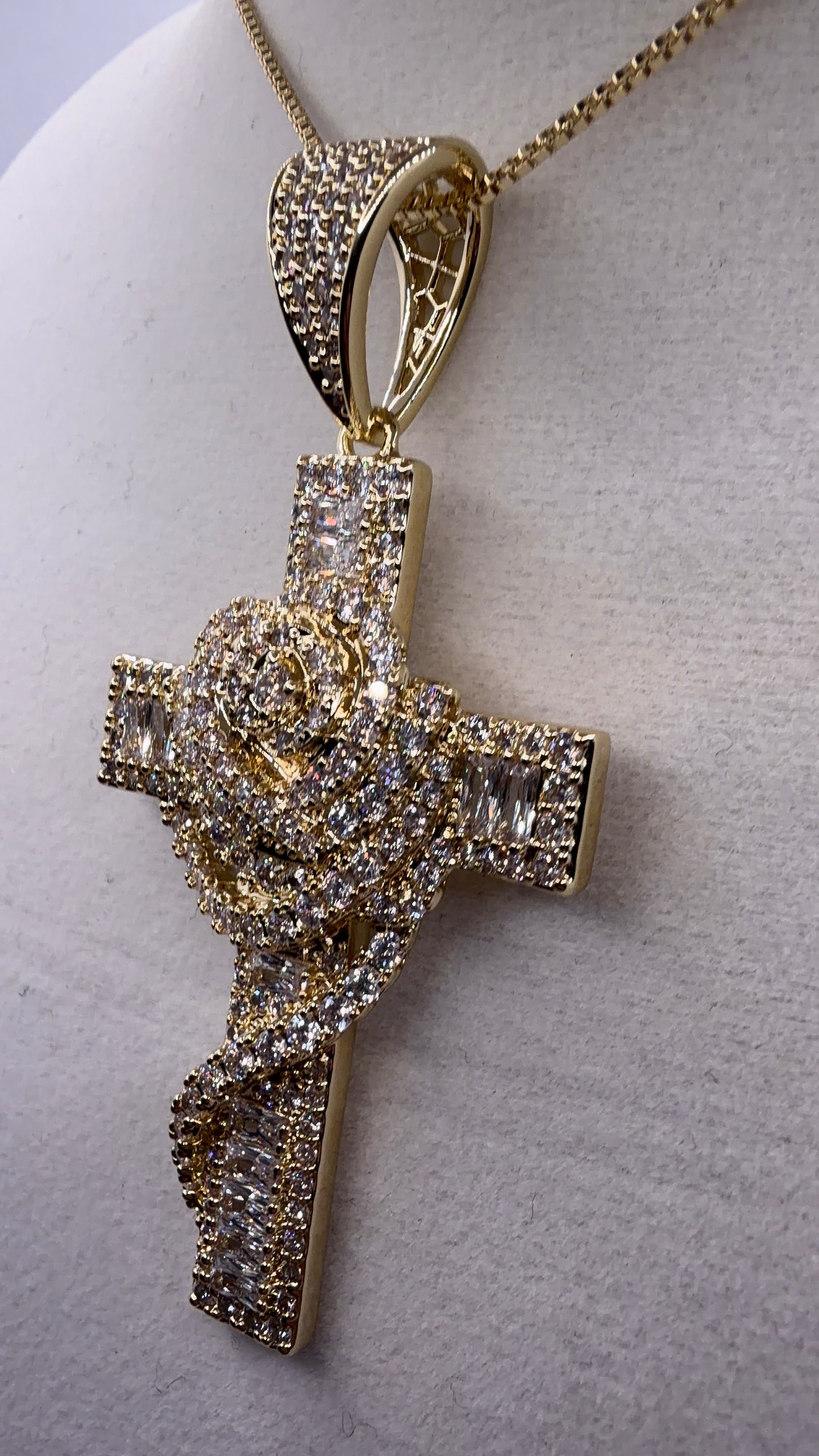 Iced Out Rose Cross Pendant