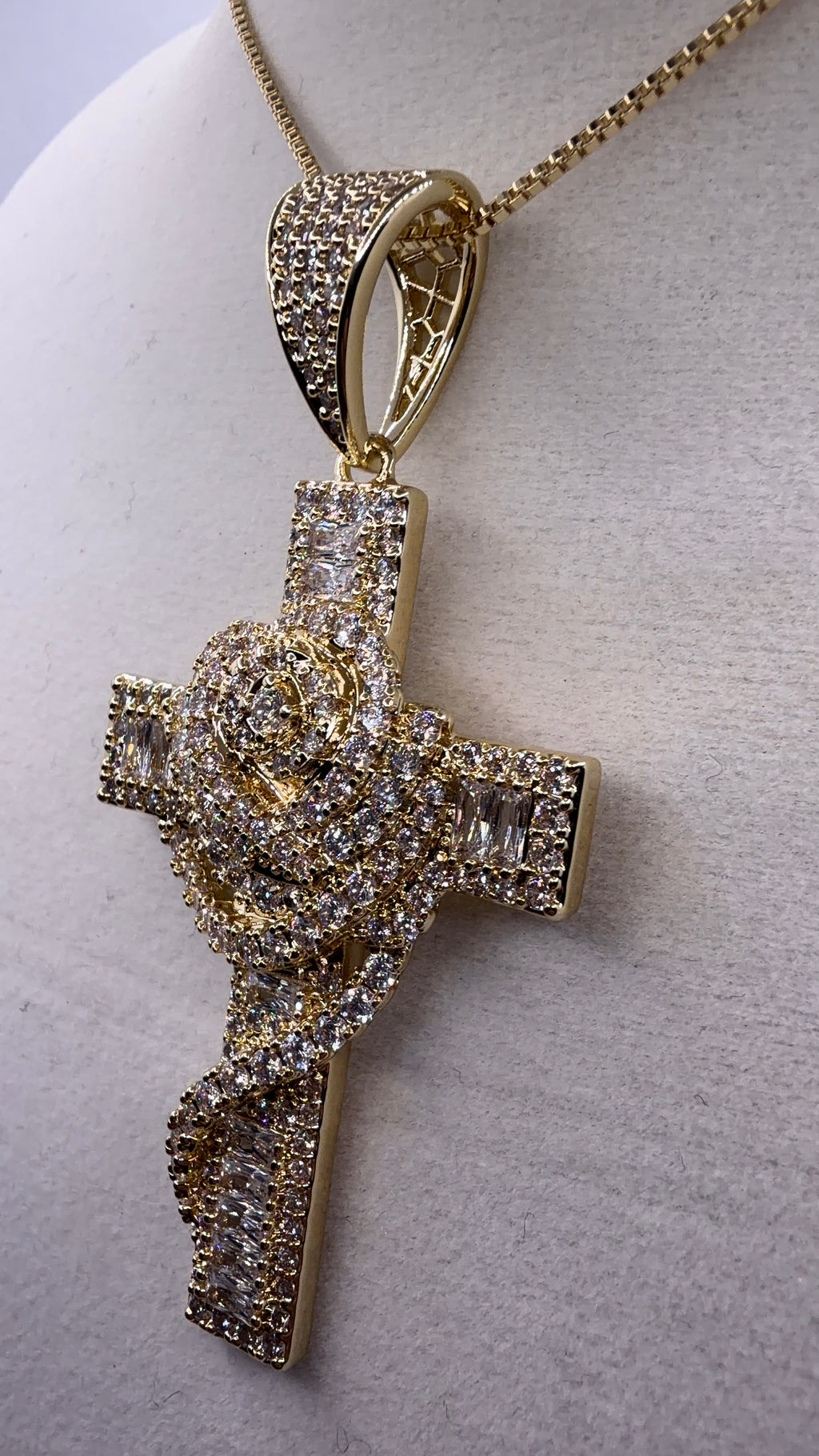 Iced Out Rose Cross Pendant