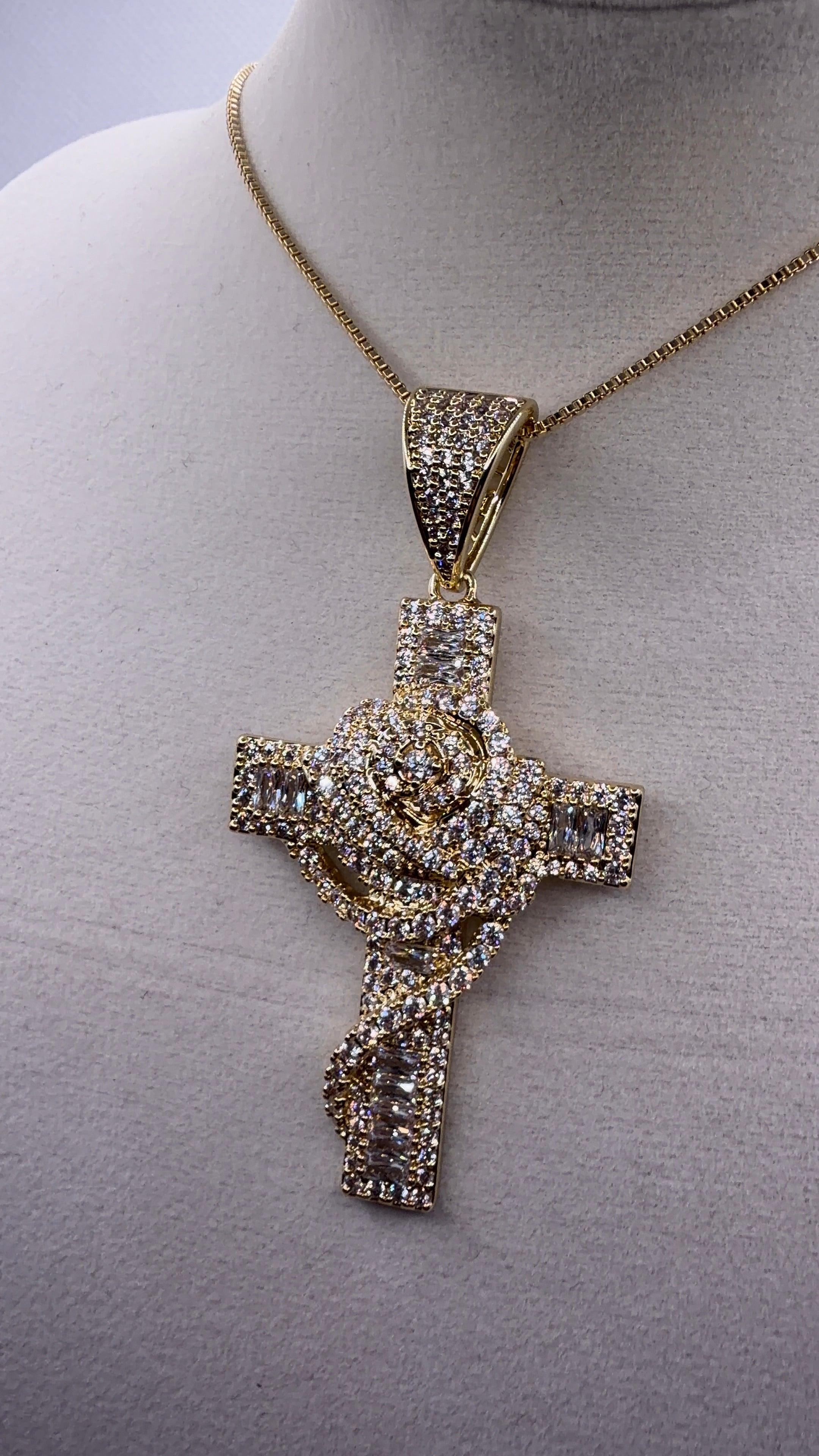 Iced Out Rose Cross Pendant