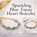 Aqua Heart & Crystal Link Bracelet