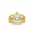 Crown diamond ring set on white background