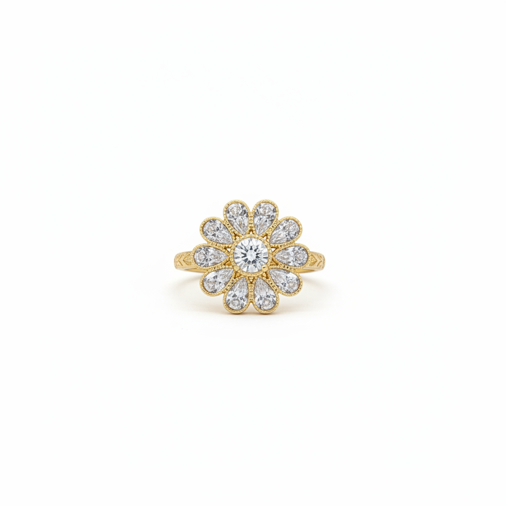 Flower daisy ring on white background