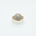 Gold Crystal Halo Ring - White Background