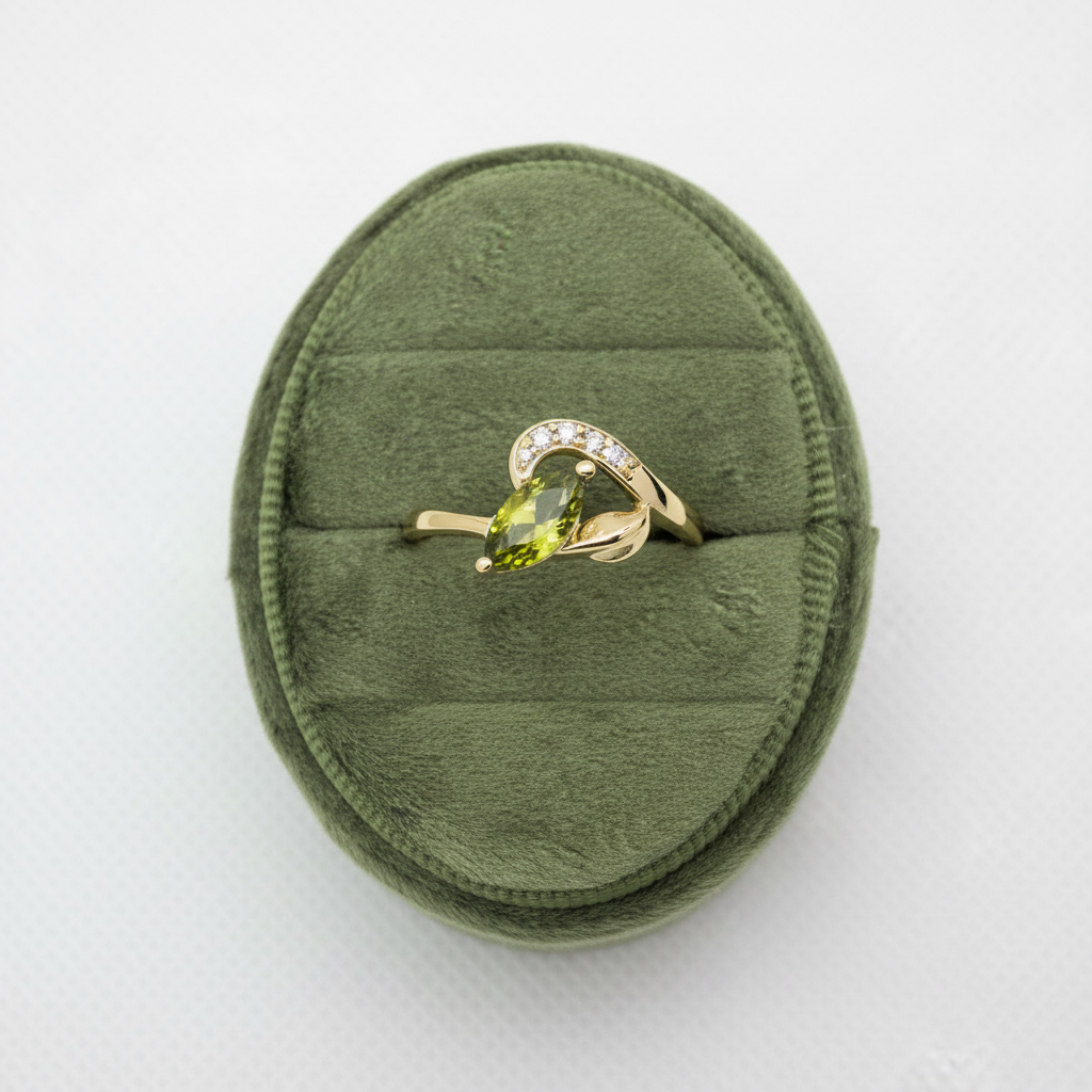 Peridot diamond accent gold ring - professional view