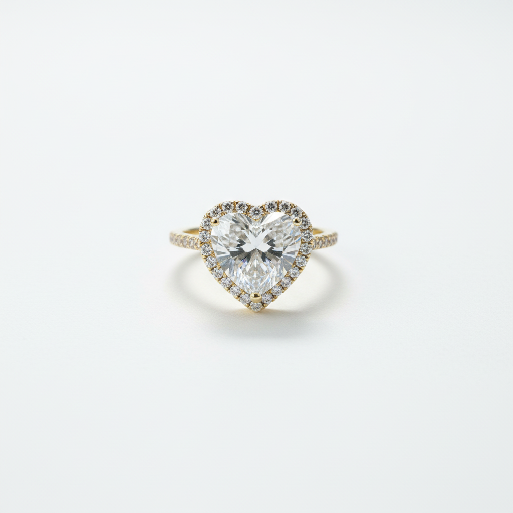 Heart diamond ring - professional studio photography