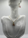 Gold Cherry Necklace and Earring Set - Laminated Gold