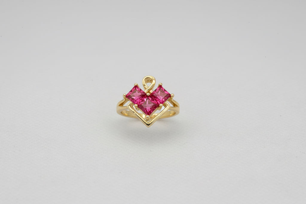 Ruby Diamond Charm Ring