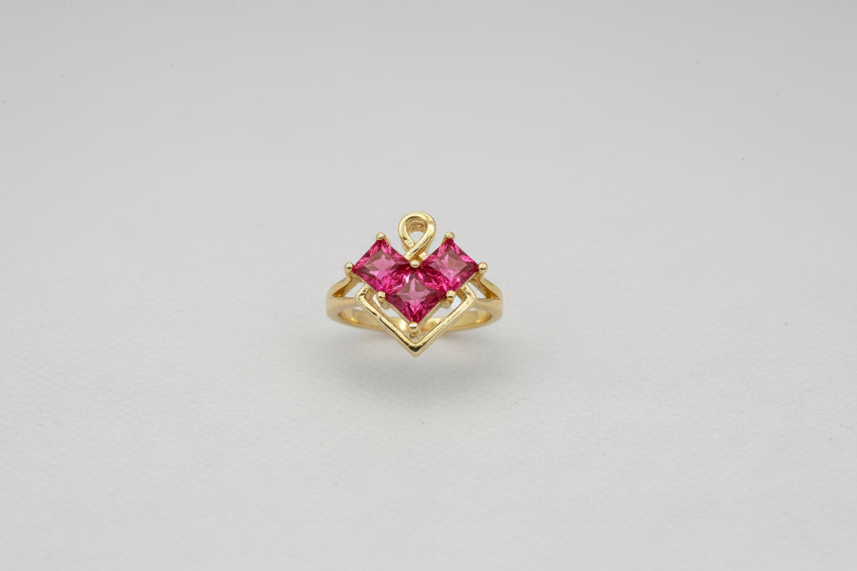 Ruby Diamond Charm Ring