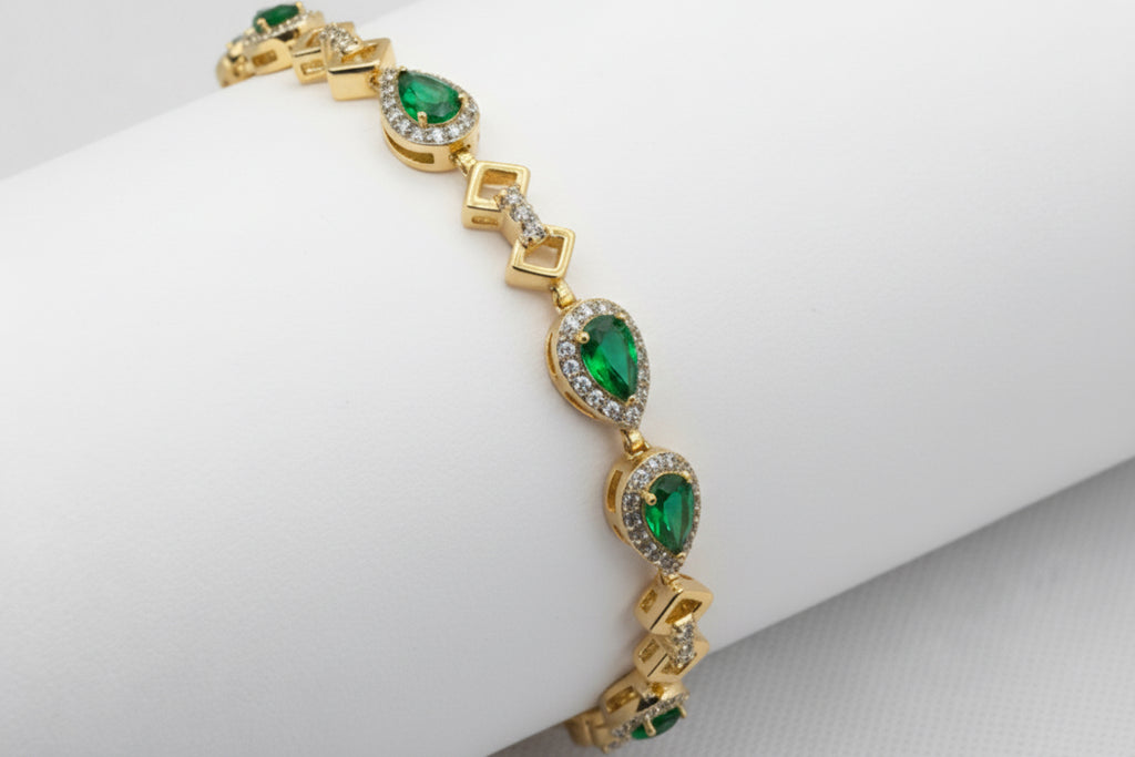 Emerald Crystal Halo Jewelry Set