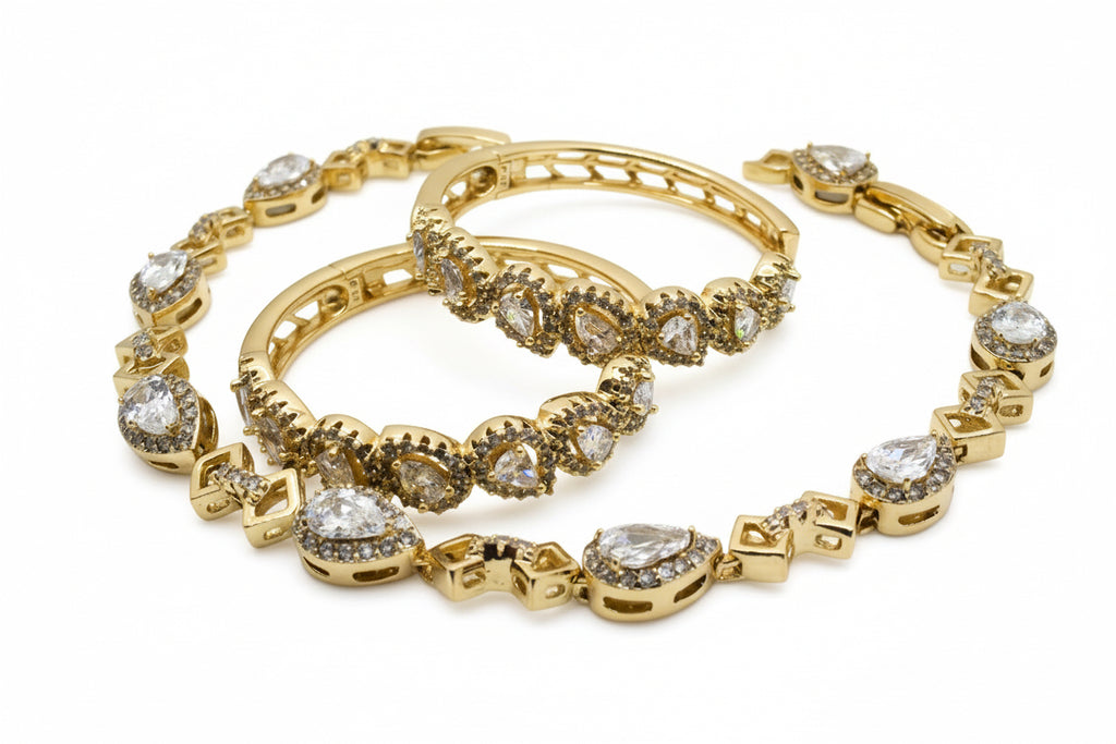 Crystal Teardrop Halo Jewelry Set