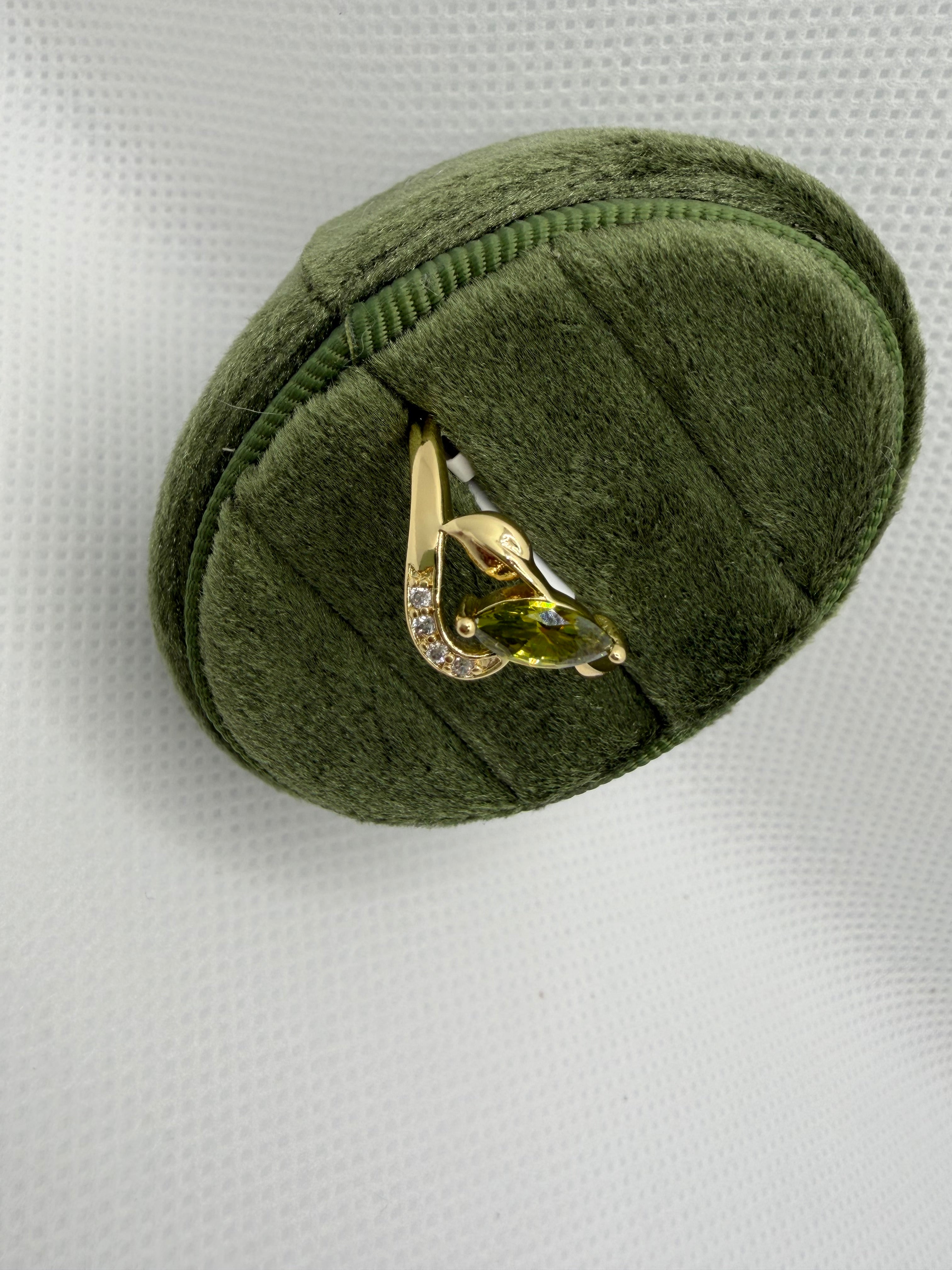 Green Peridot Diamond Accent Ring - Gold Plated
