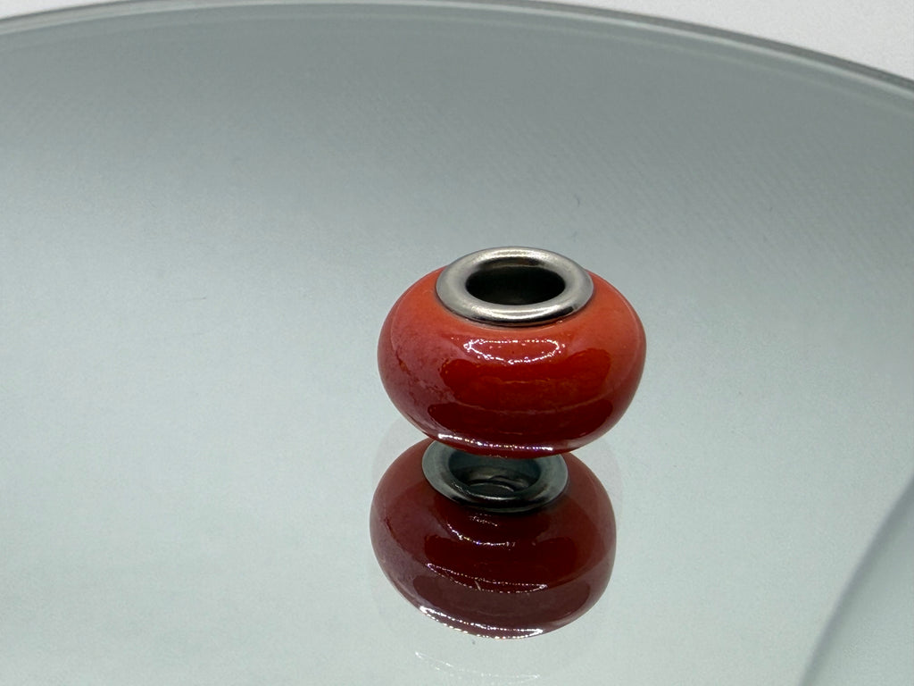 Orange Glass Charm Separator Bead - Laminated Gold
