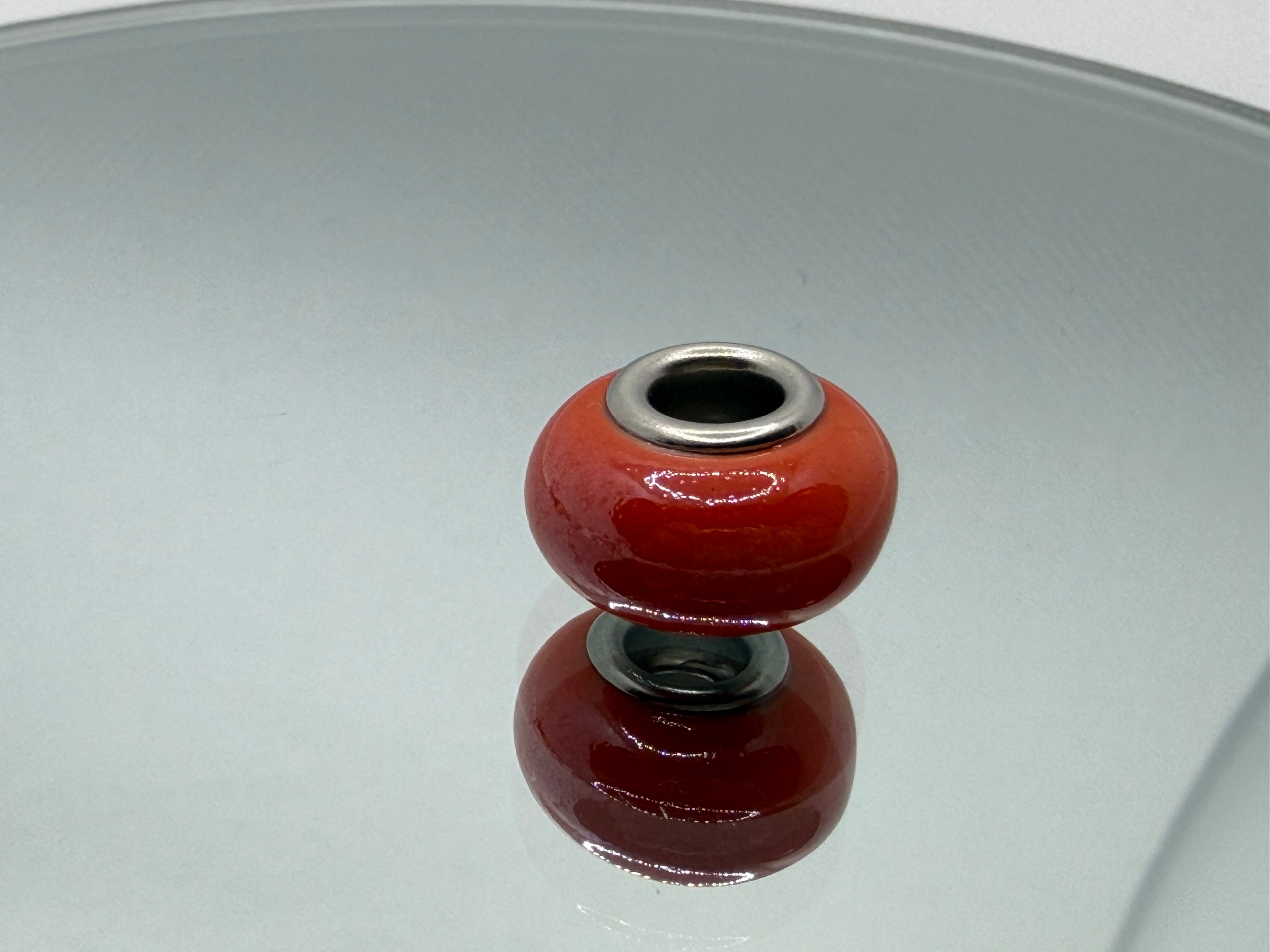 Orange Glass Charm Separator Bead - Laminated Gold