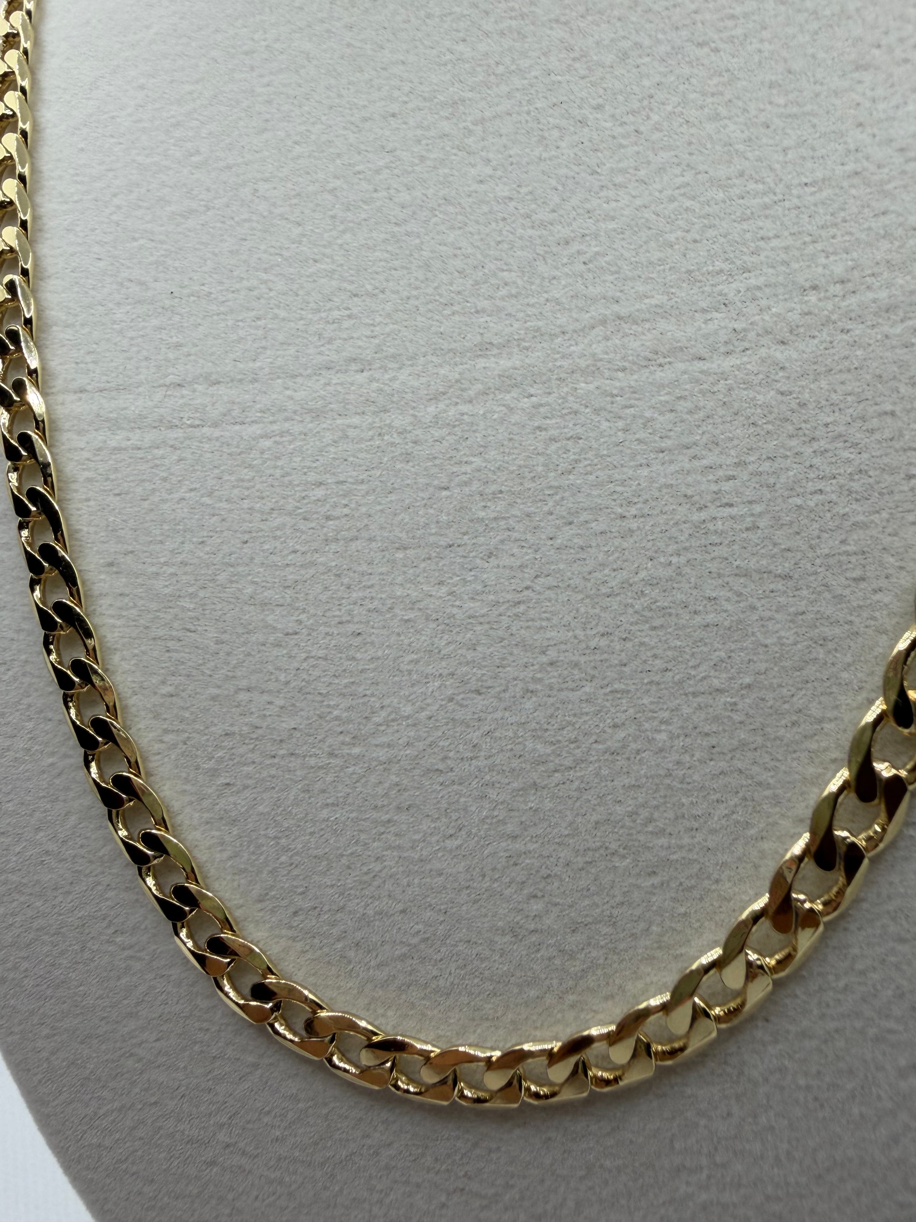 Gold Cuban Curb Chain Necklace 22"