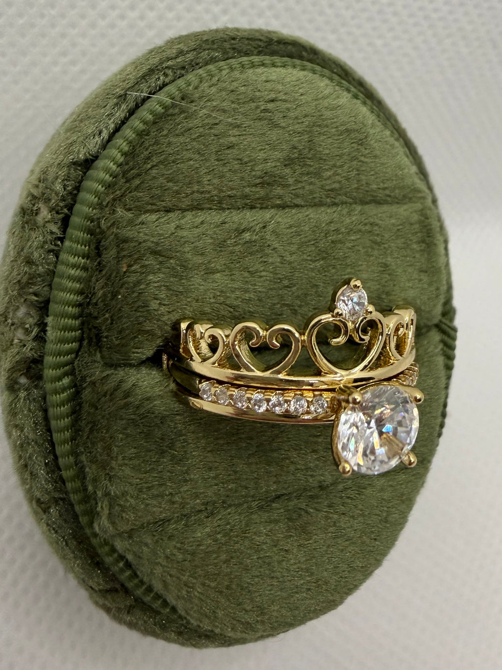Crown Diamond Ring Set - Double Band