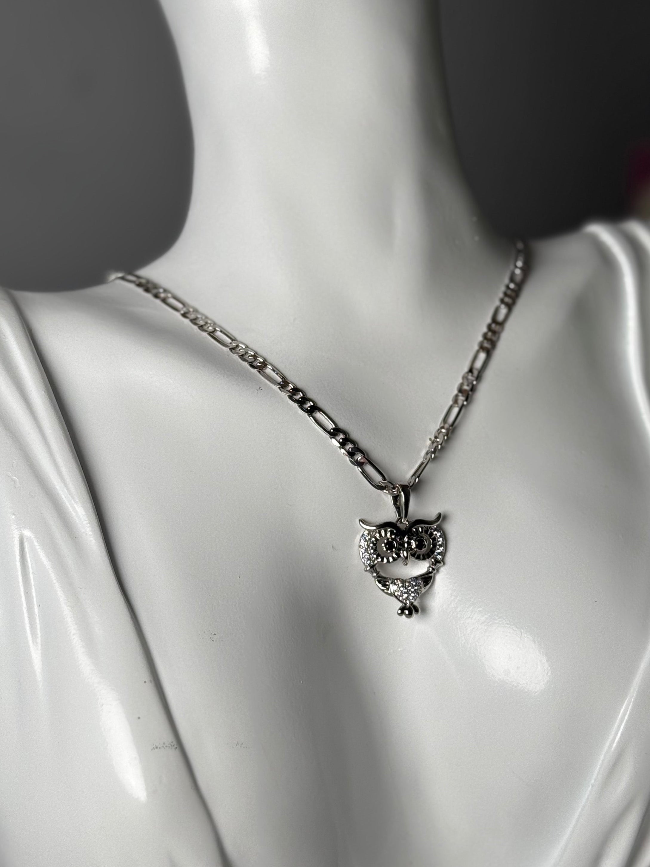 Silver Owl Pendant Necklace