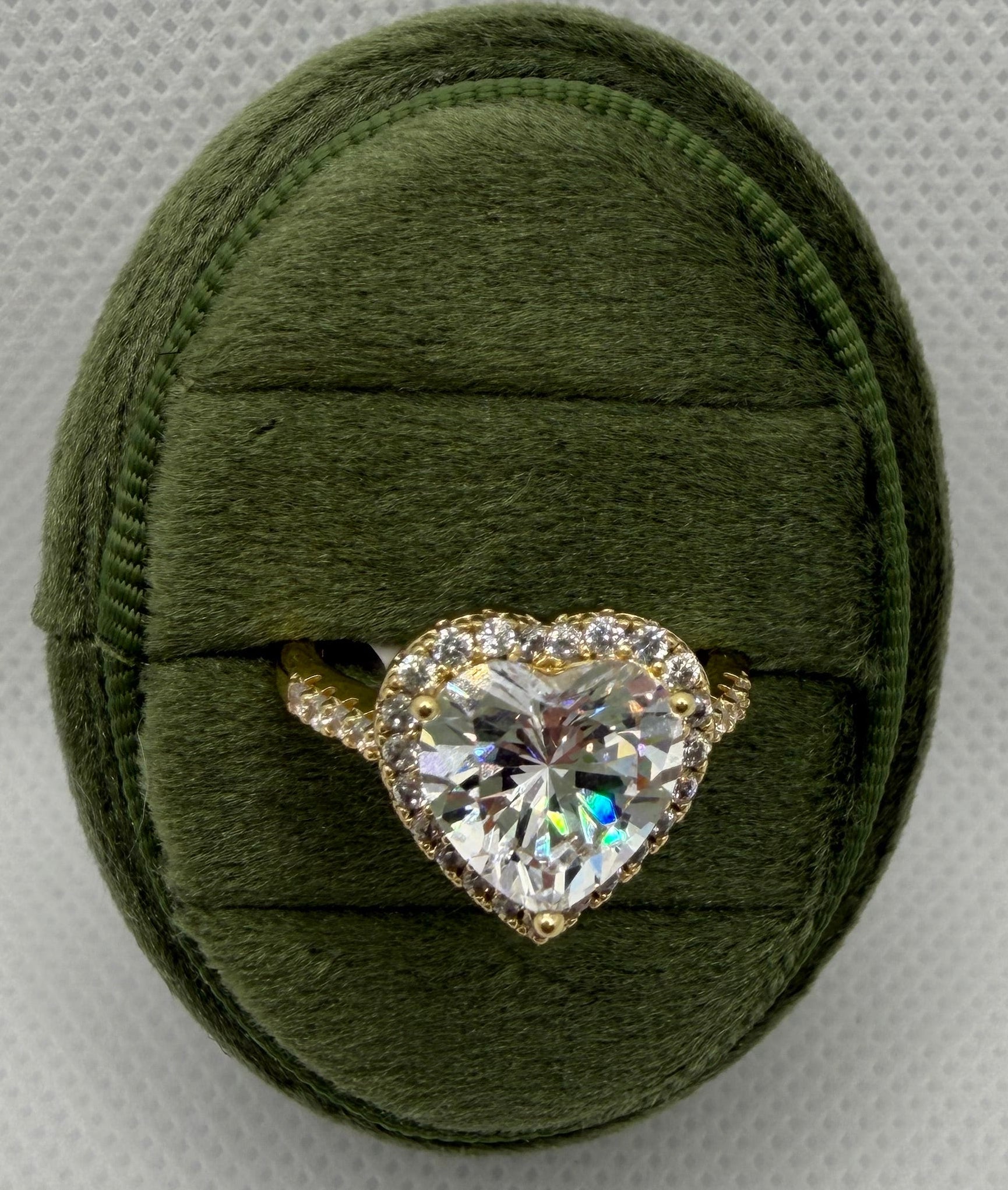 Heart Diamond Halo Ring - Gold Plated