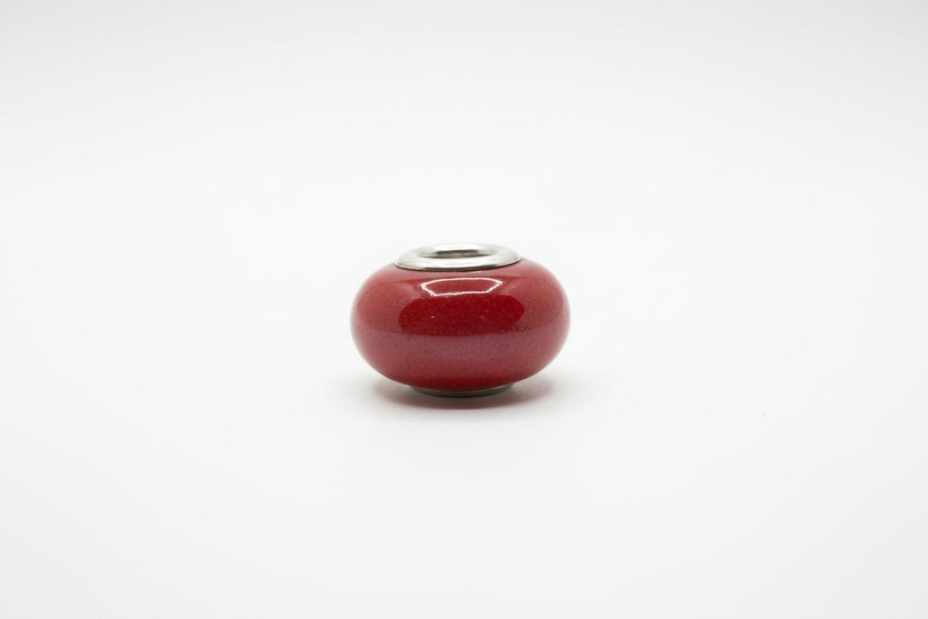 Orange Glass Charm Separator Bead - Laminated Gold