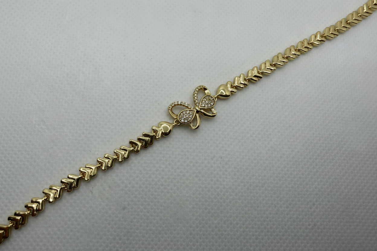 Crystal Butterfly Bow Chevron Bracelet