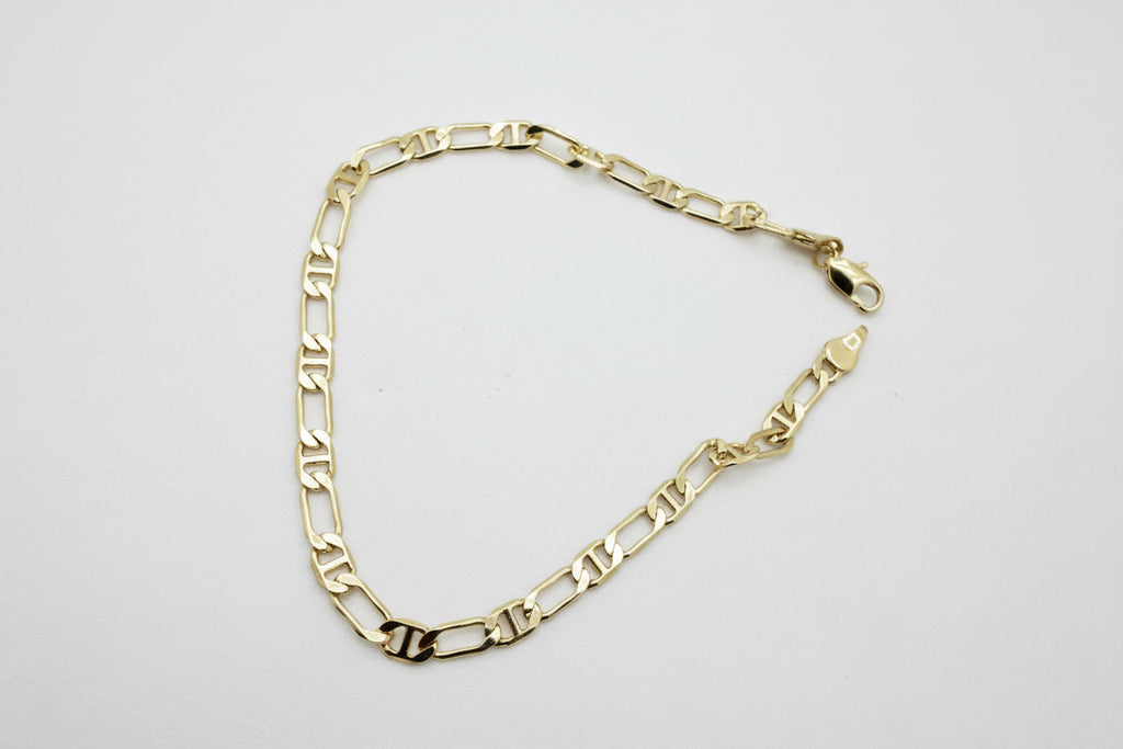 Gold Mariner Figaro Chain Anklet - Laminated Gold