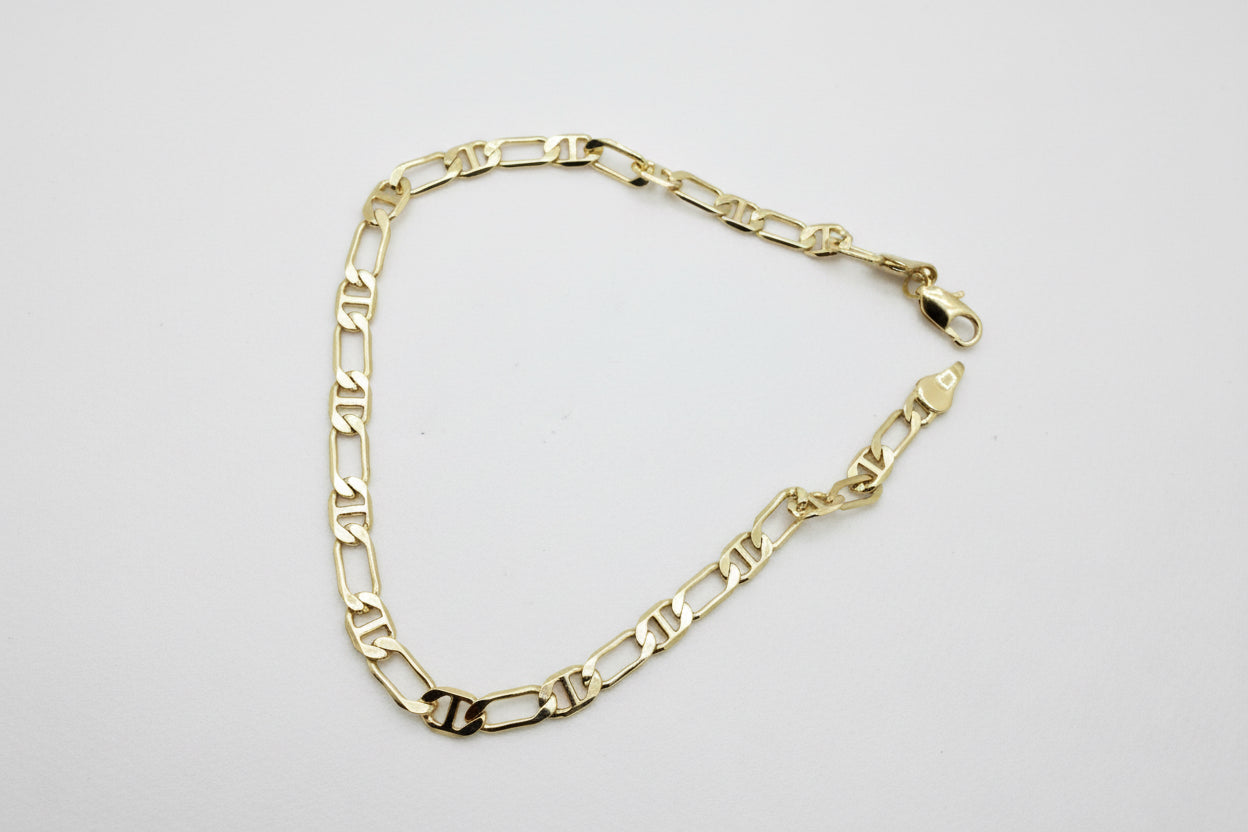 Gold Mariner Figaro Chain Anklet - Laminated Gold