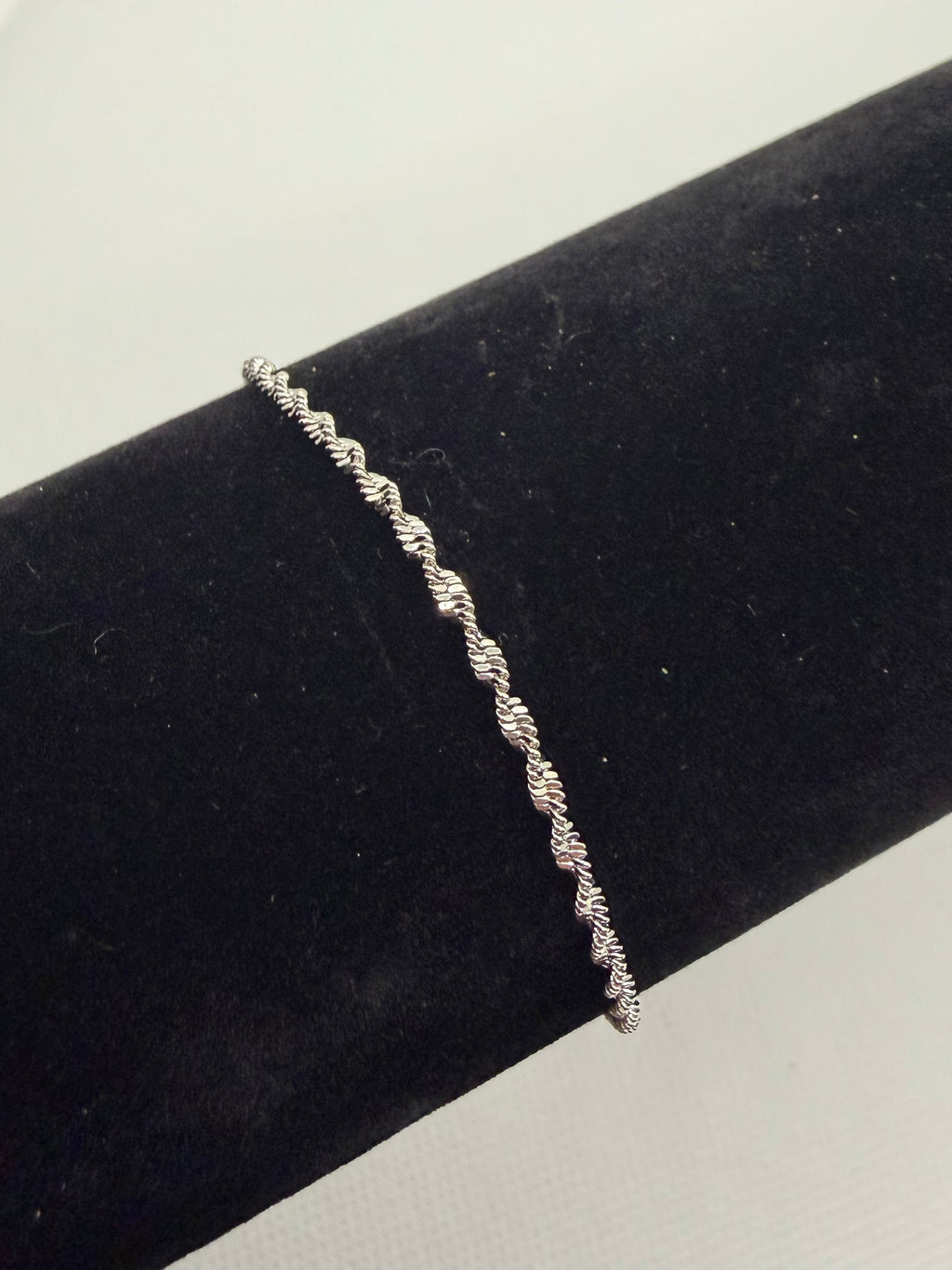 Twisted Rope Chain Anklet with Heart & Bell Charm - Silver