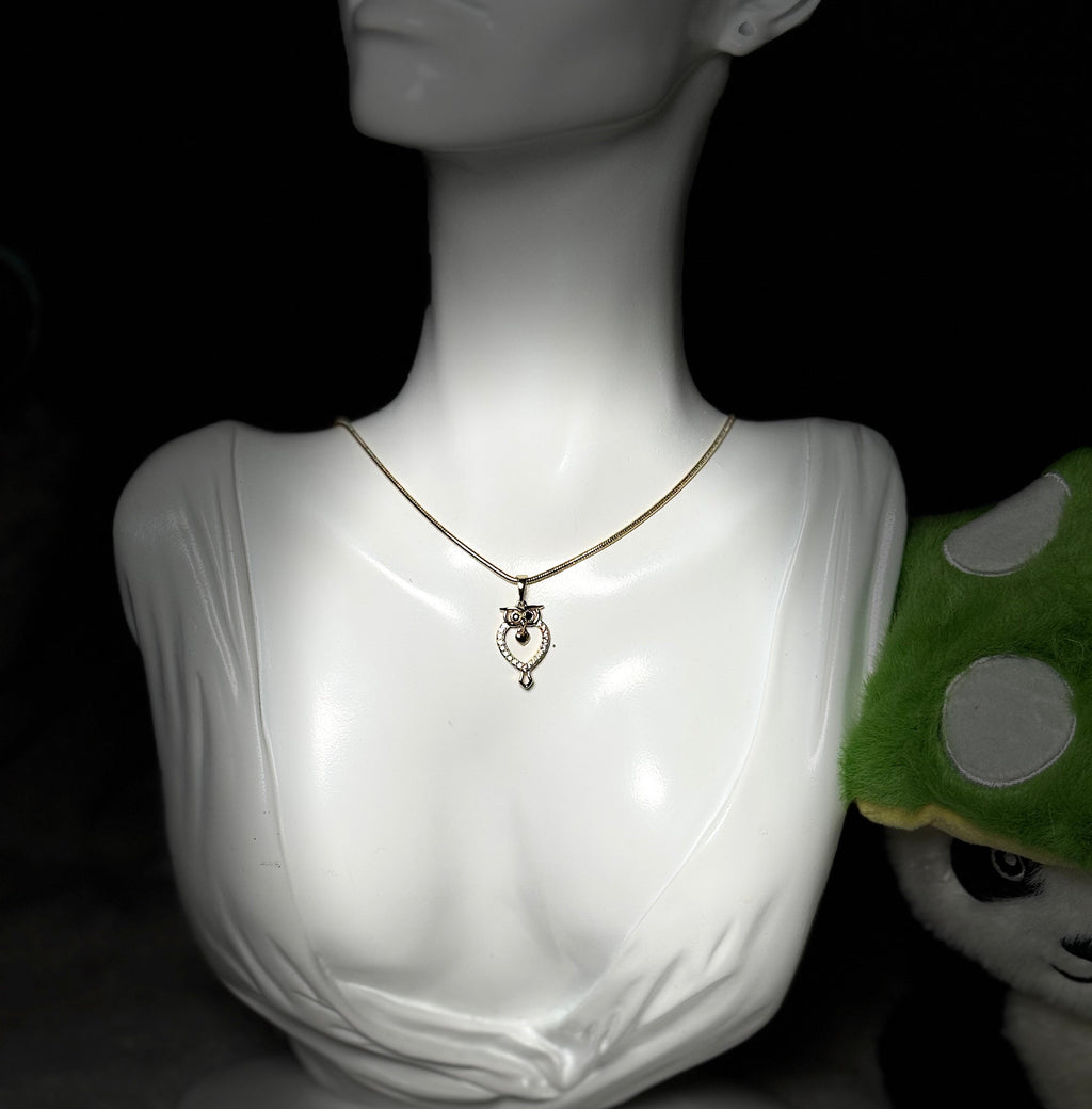 Owl Pendant with Crystal Accents - Gold Plated