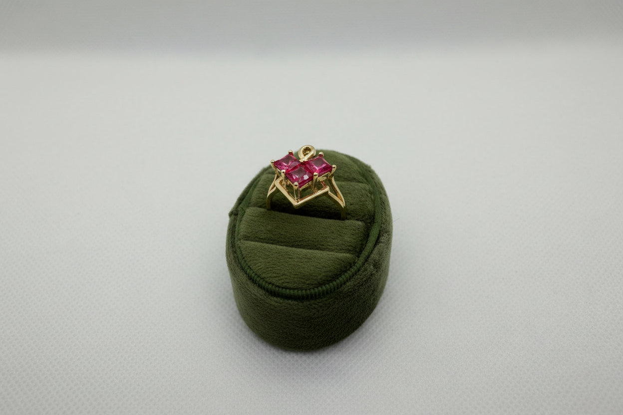 Ruby Diamond Charm Ring