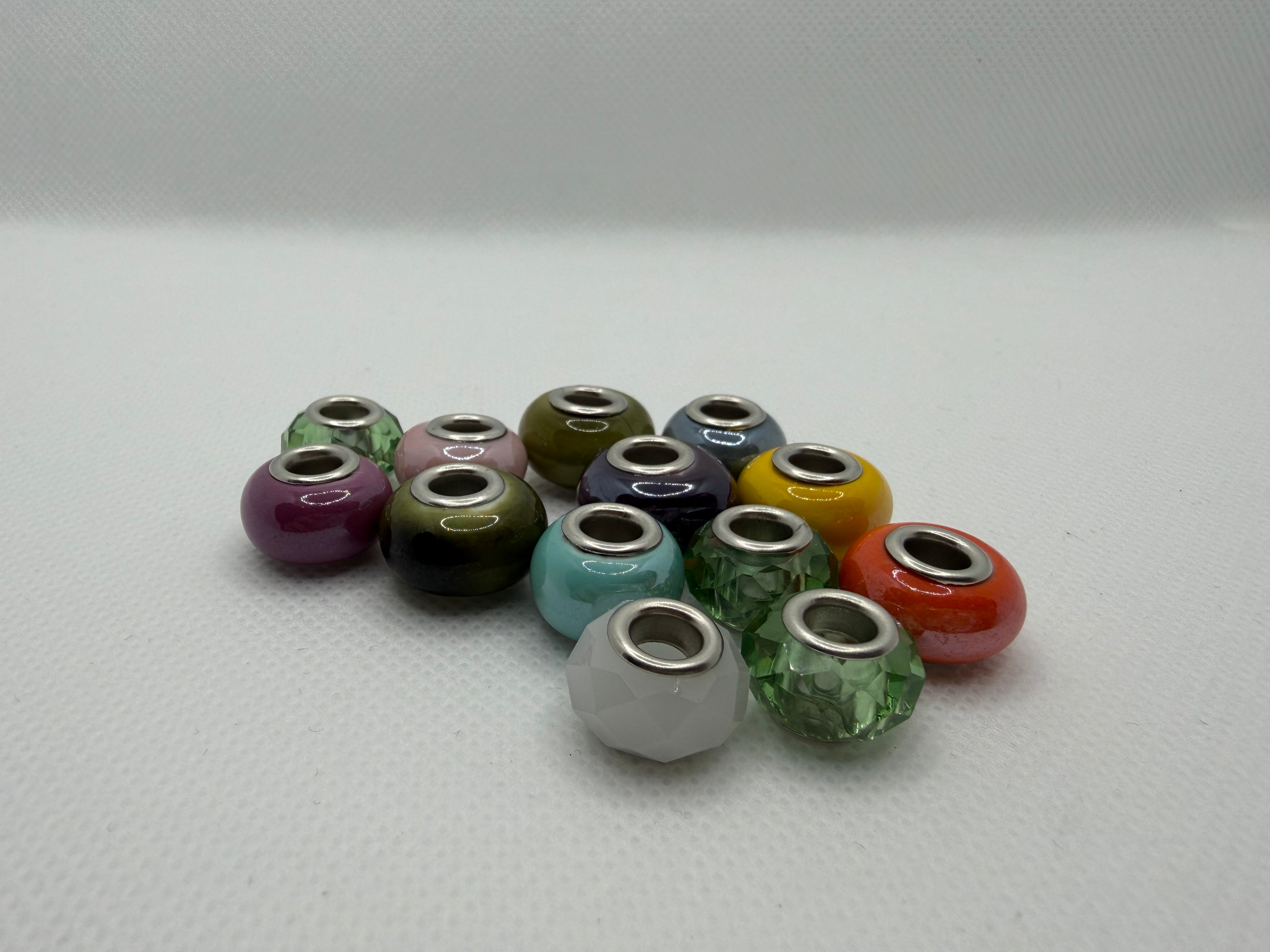 Teal Blue Glass Charm Separator Bead - Laminated Gold
