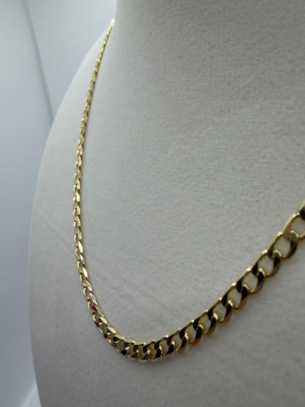 Gold Cuban Curb Chain Necklace 22"