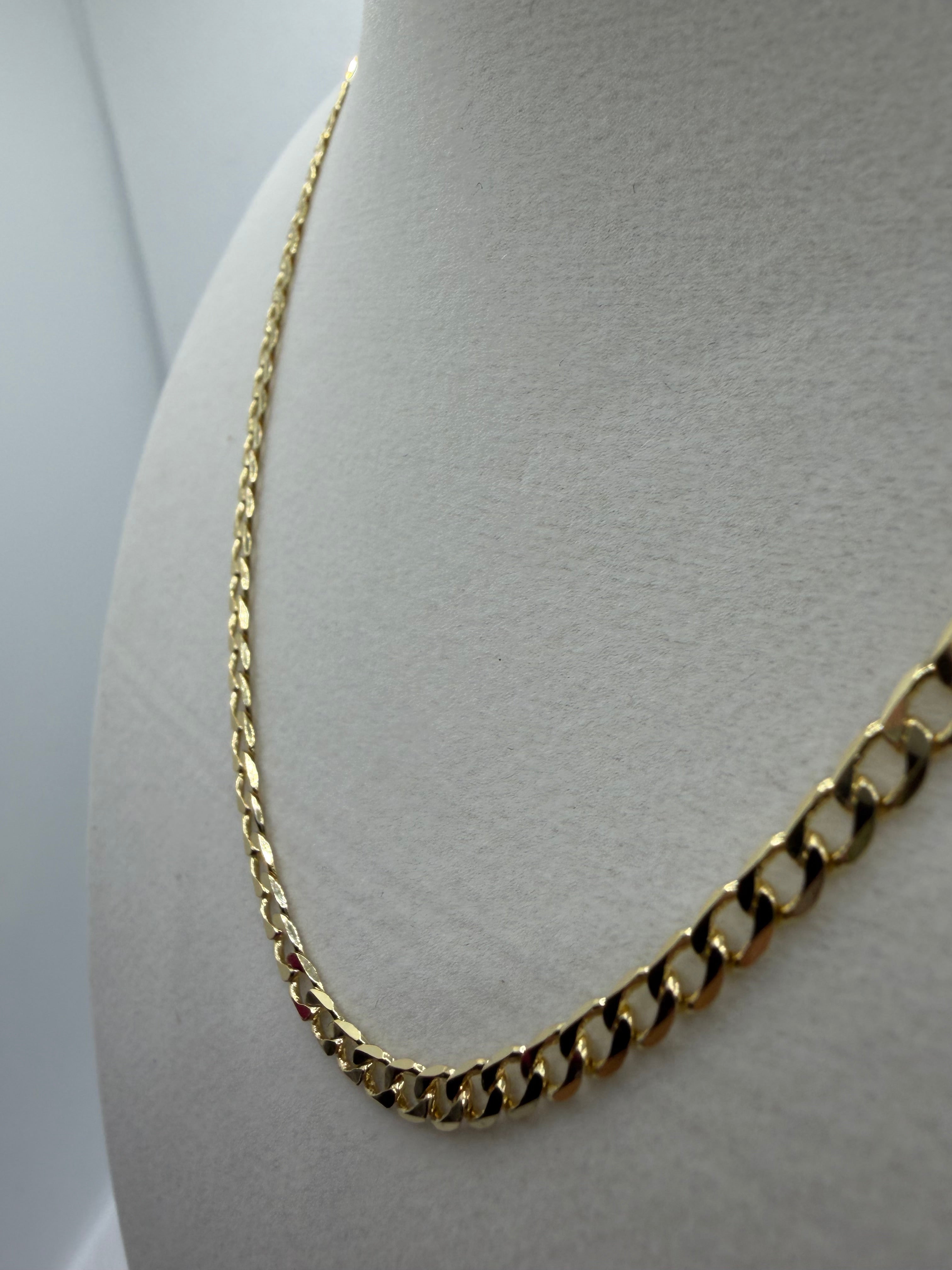 Gold Cuban Curb Chain Necklace 22"