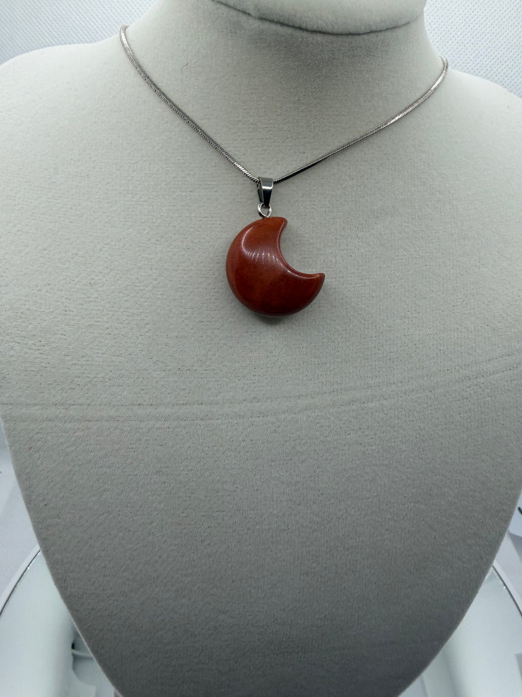 Red Jasper Crescent Moon Pendant