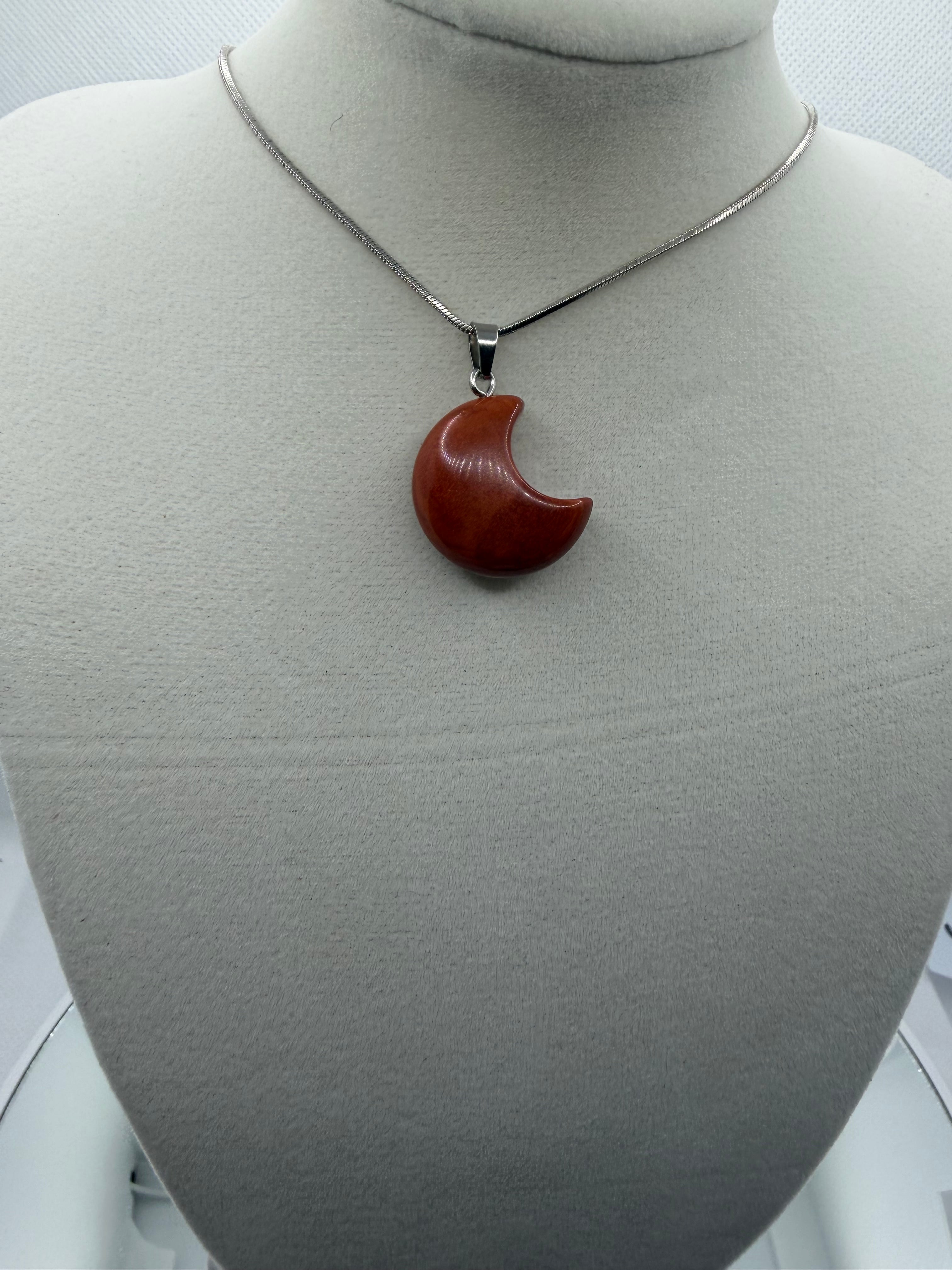 Red Jasper Crescent Moon Pendant