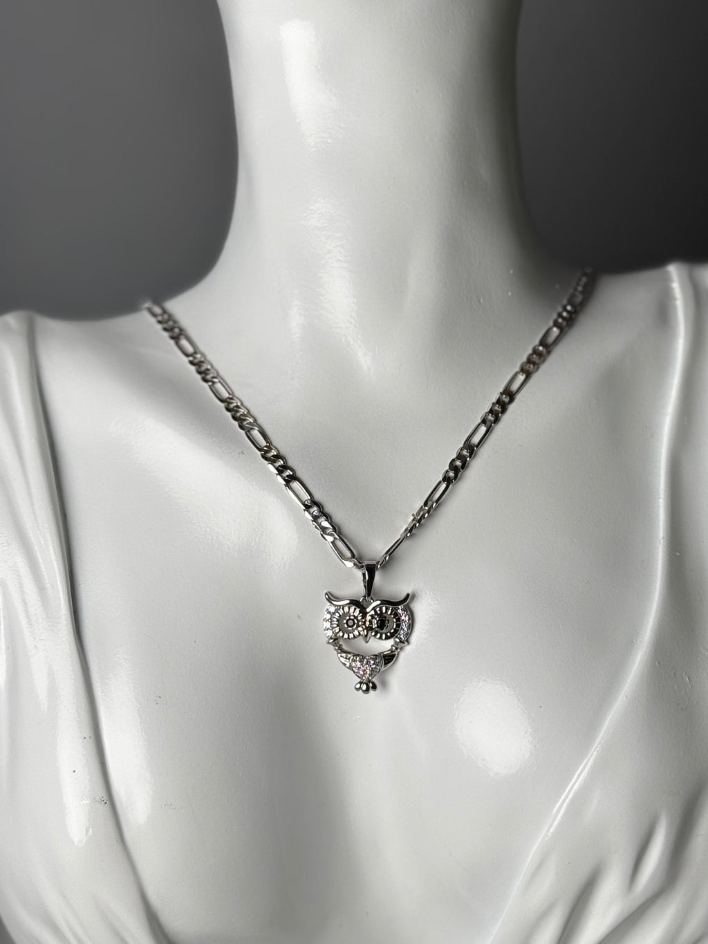 Silver Owl Pendant Necklace