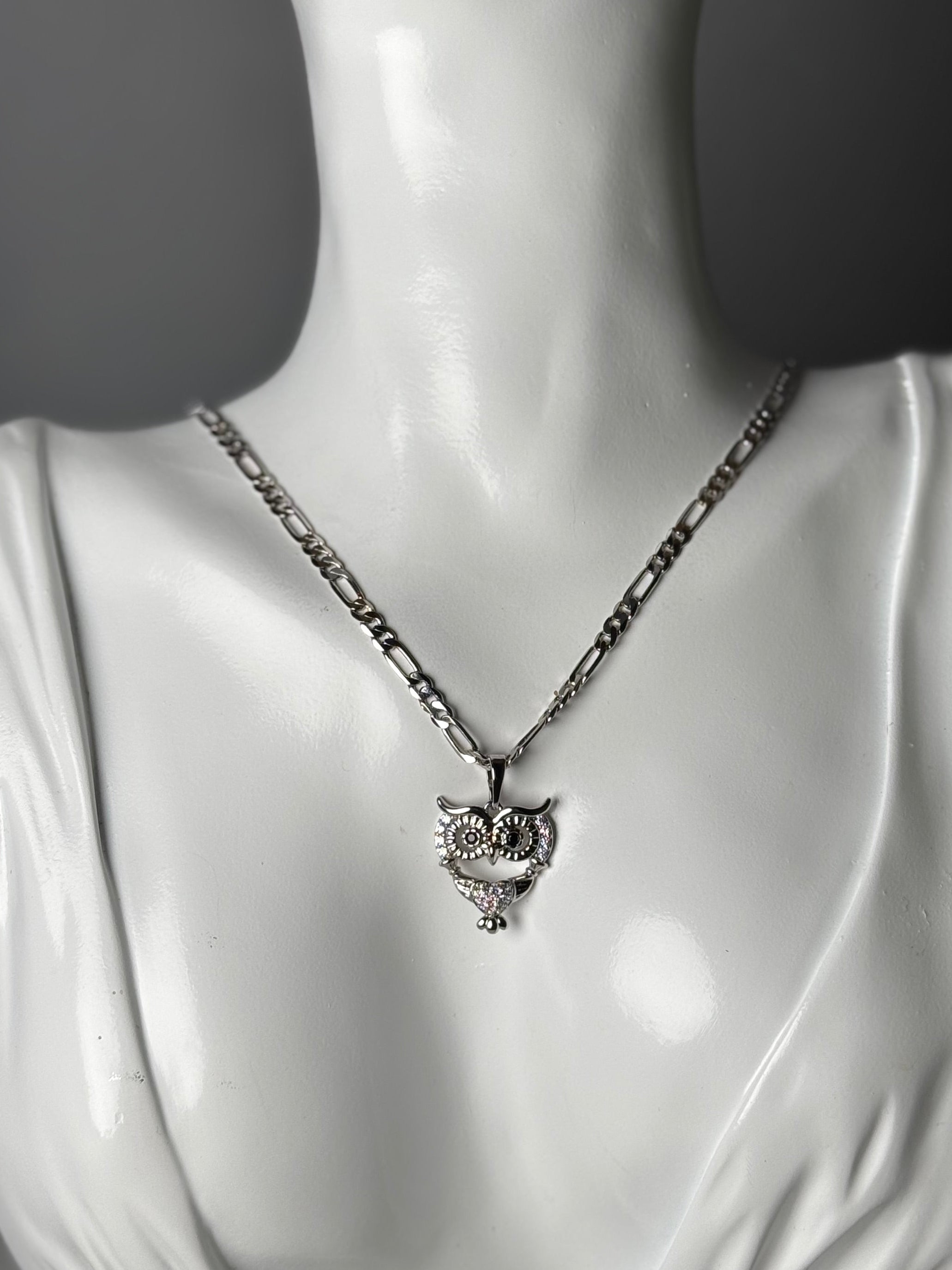 Silver Owl Pendant Necklace