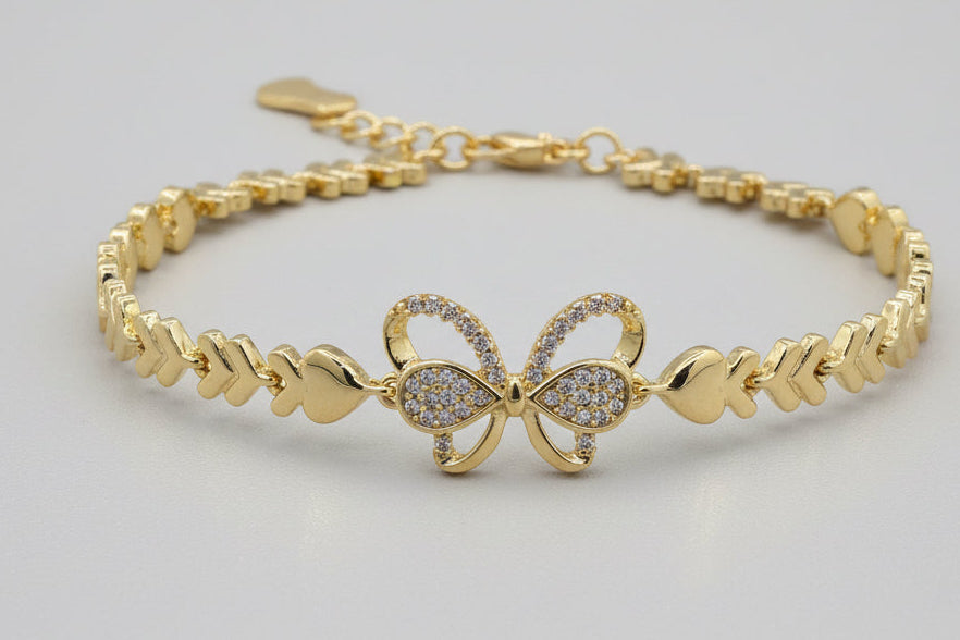 Crystal Butterfly Bow Chevron Bracelet