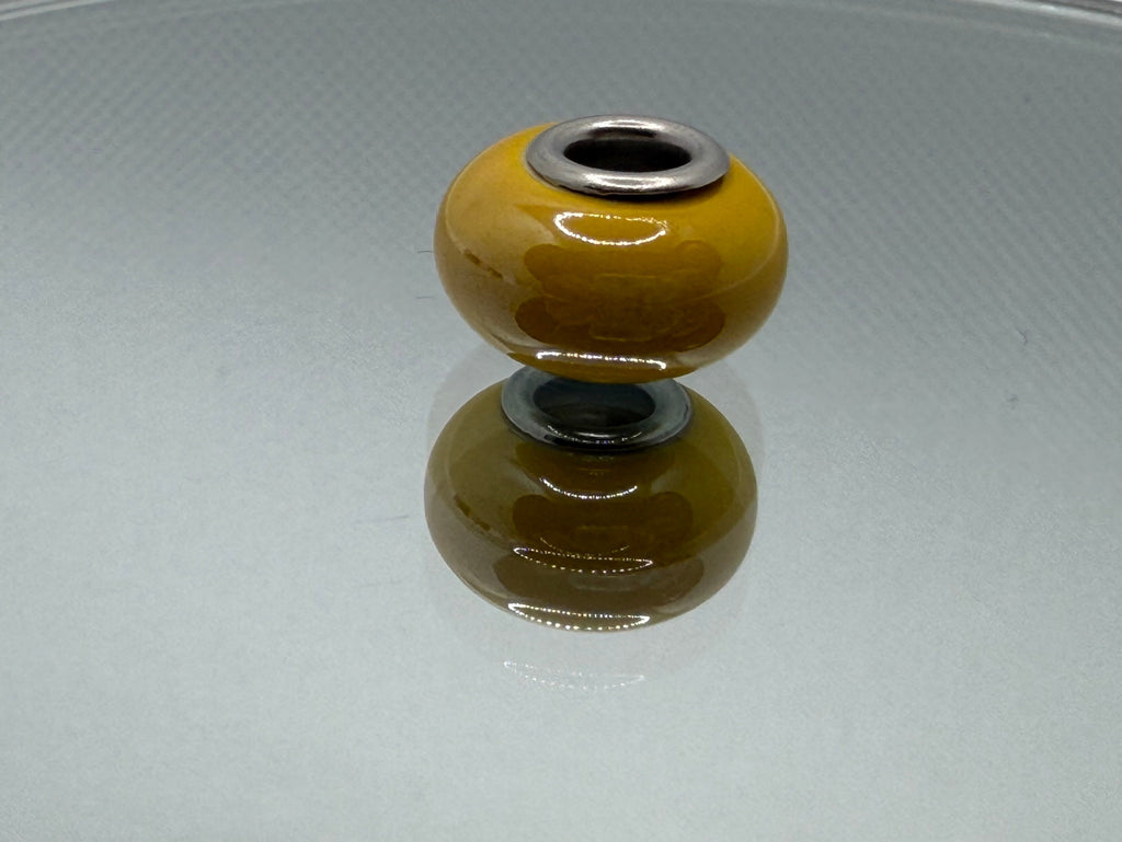 Mustard Yellow Glass Charm Separator Bead - Laminated Gold