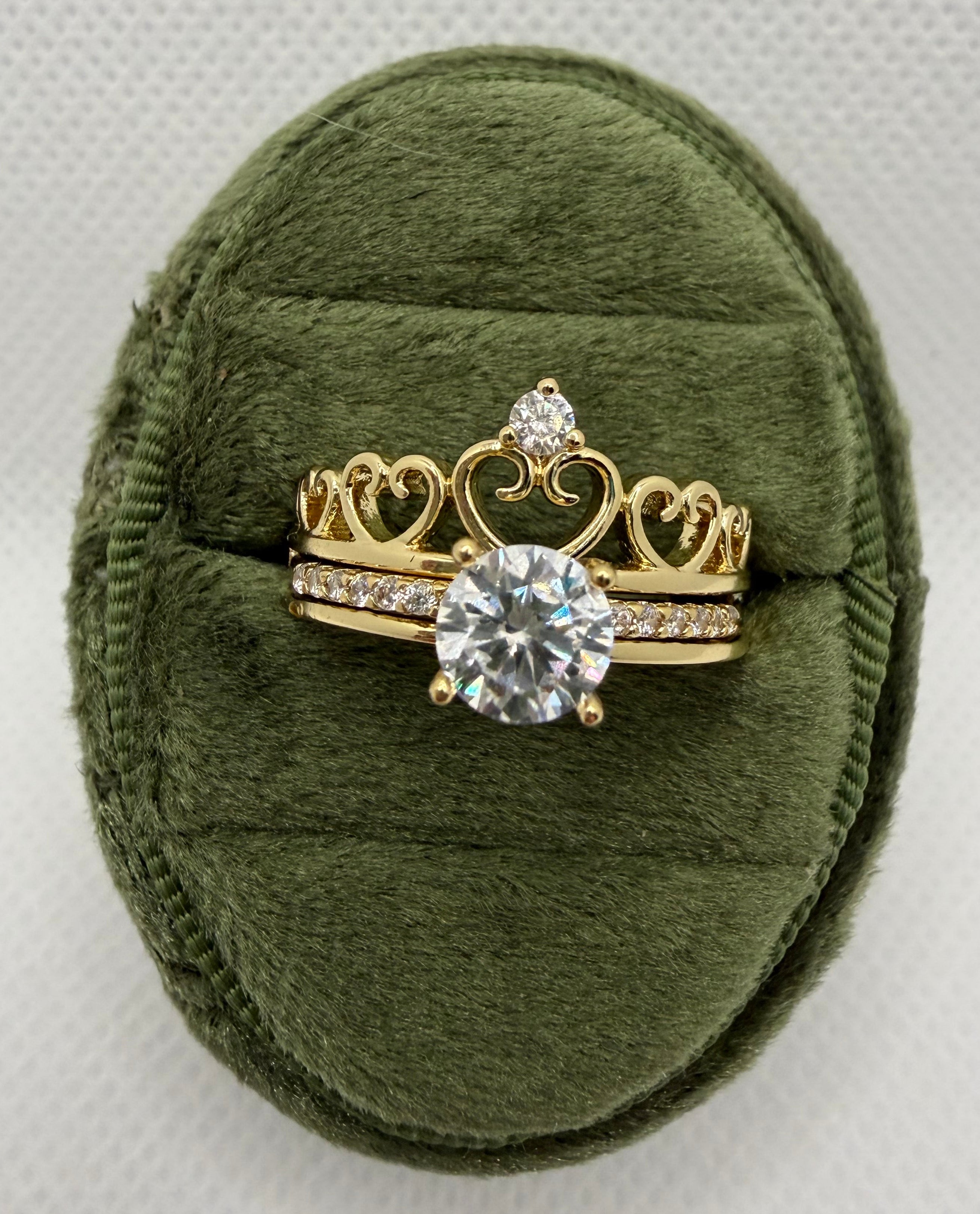 Crown Diamond Ring Set - Double Band
