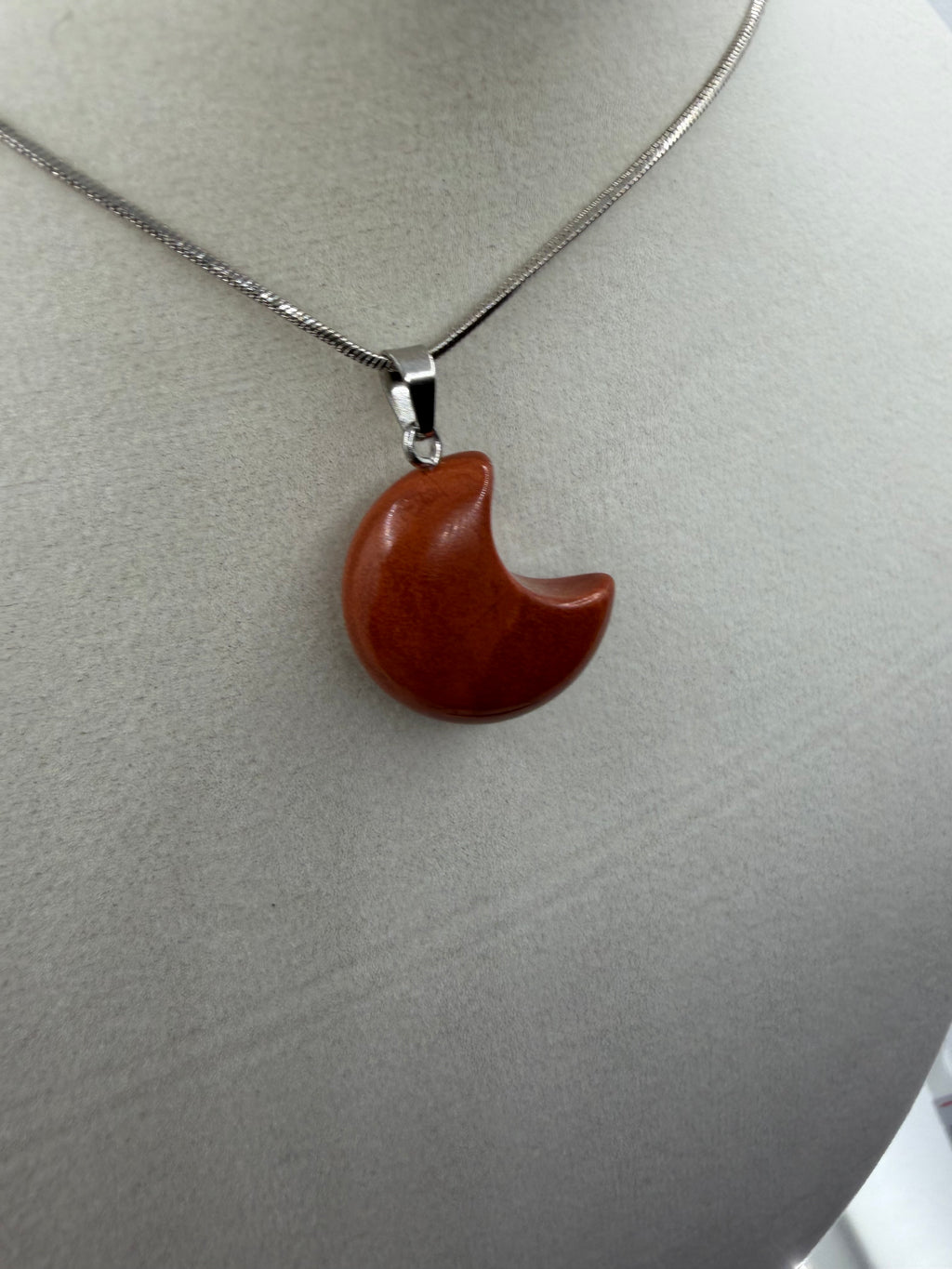Red Jasper Crescent Moon Pendant