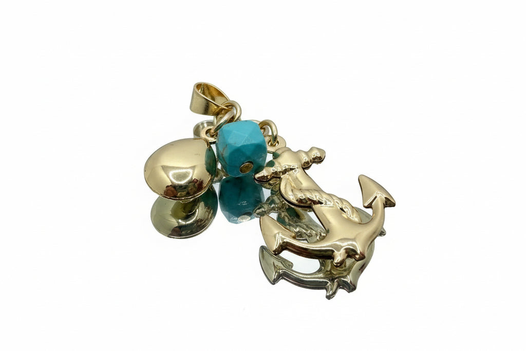 Nautical Anchor Charm with Turquoise