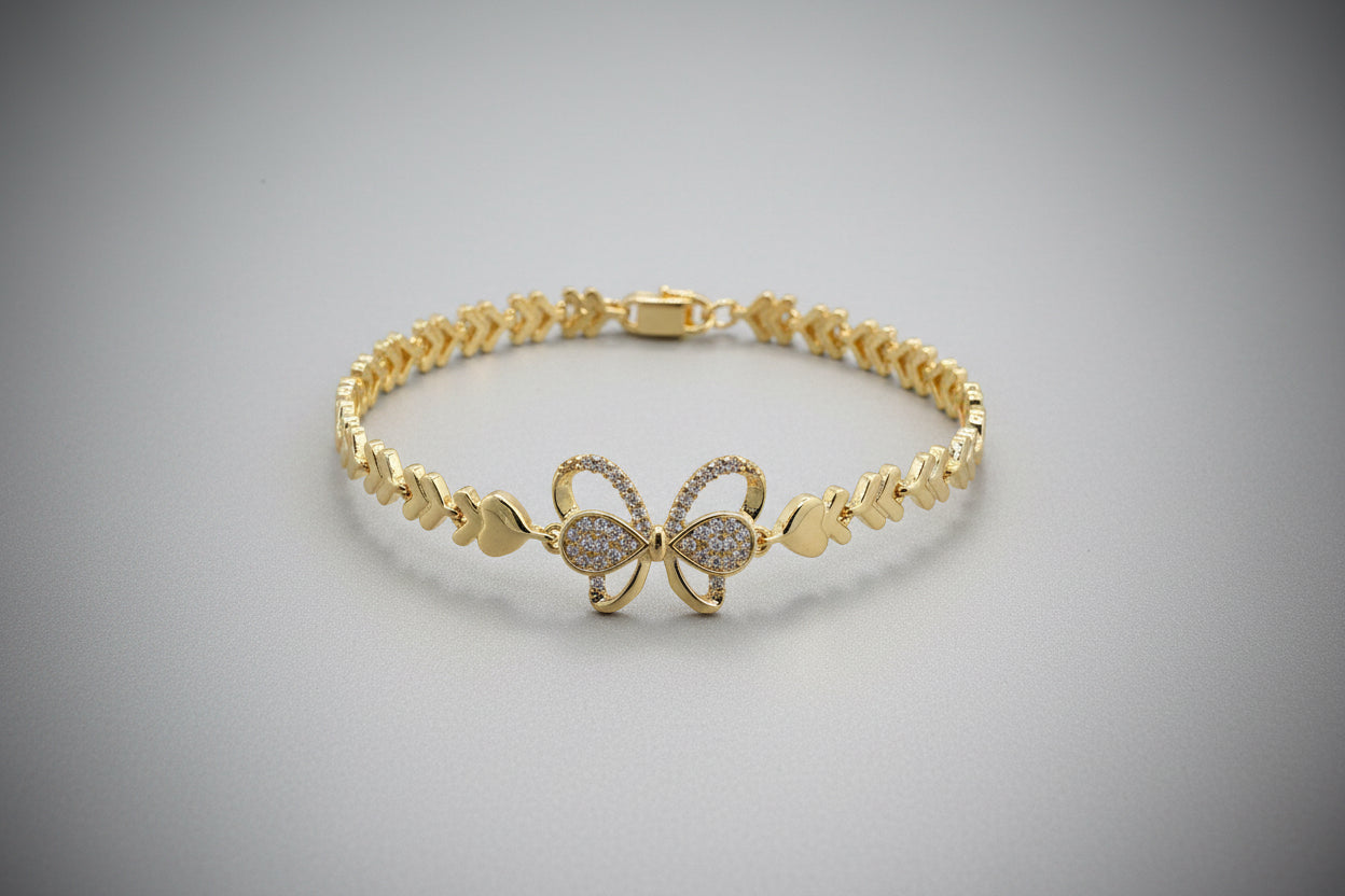 Crystal Butterfly Bow Chevron Bracelet