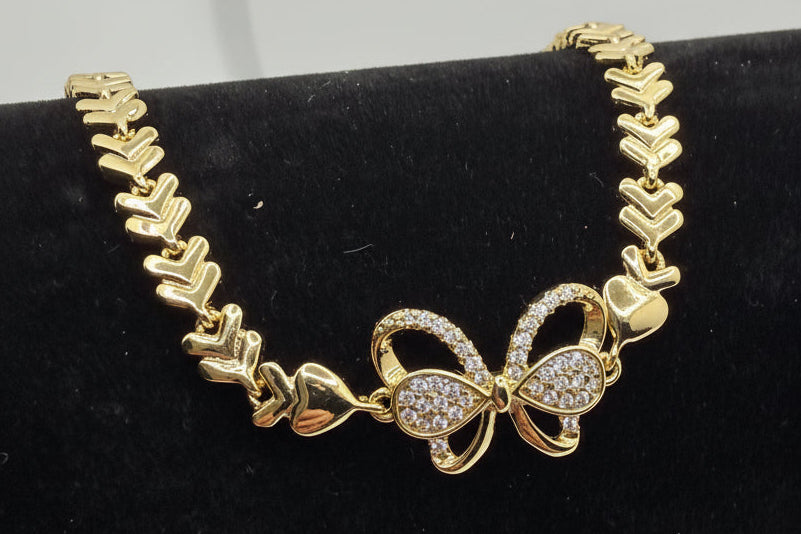 Crystal Butterfly Bow Chevron Bracelet