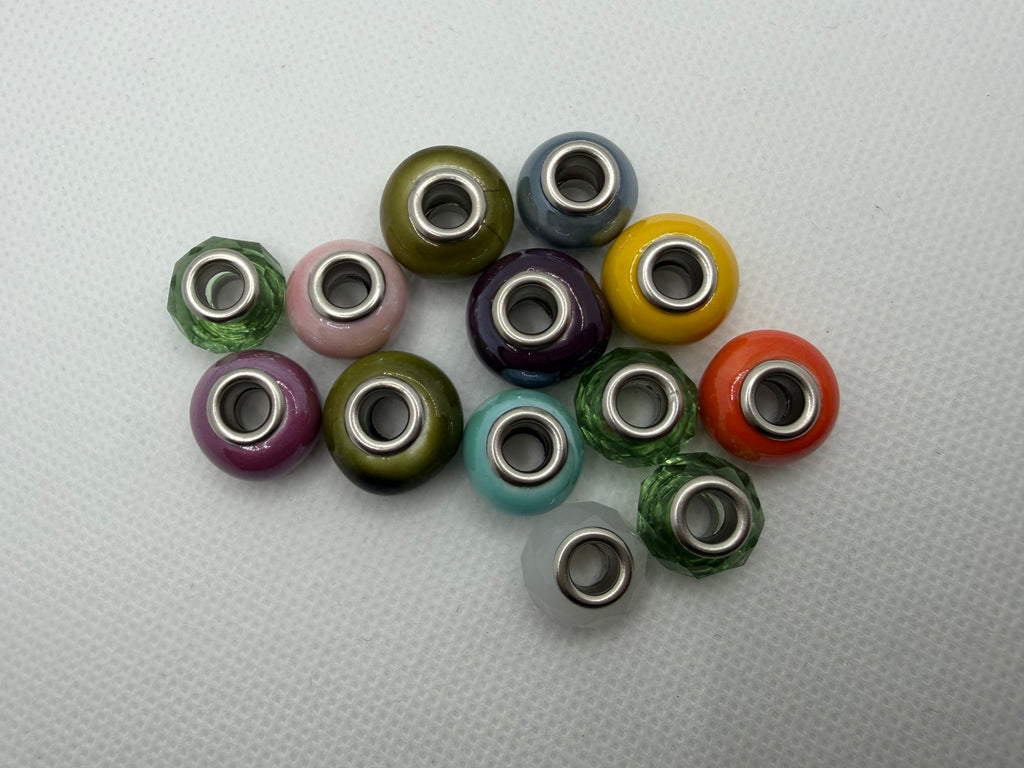 Olive Green Glass Charm Separator Bead - Laminated Gold