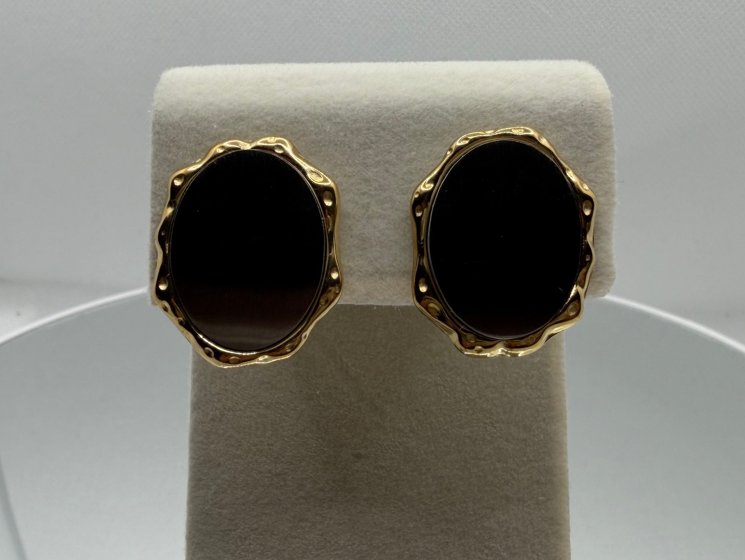 Smoke & Gold Oval Statement Earrings
