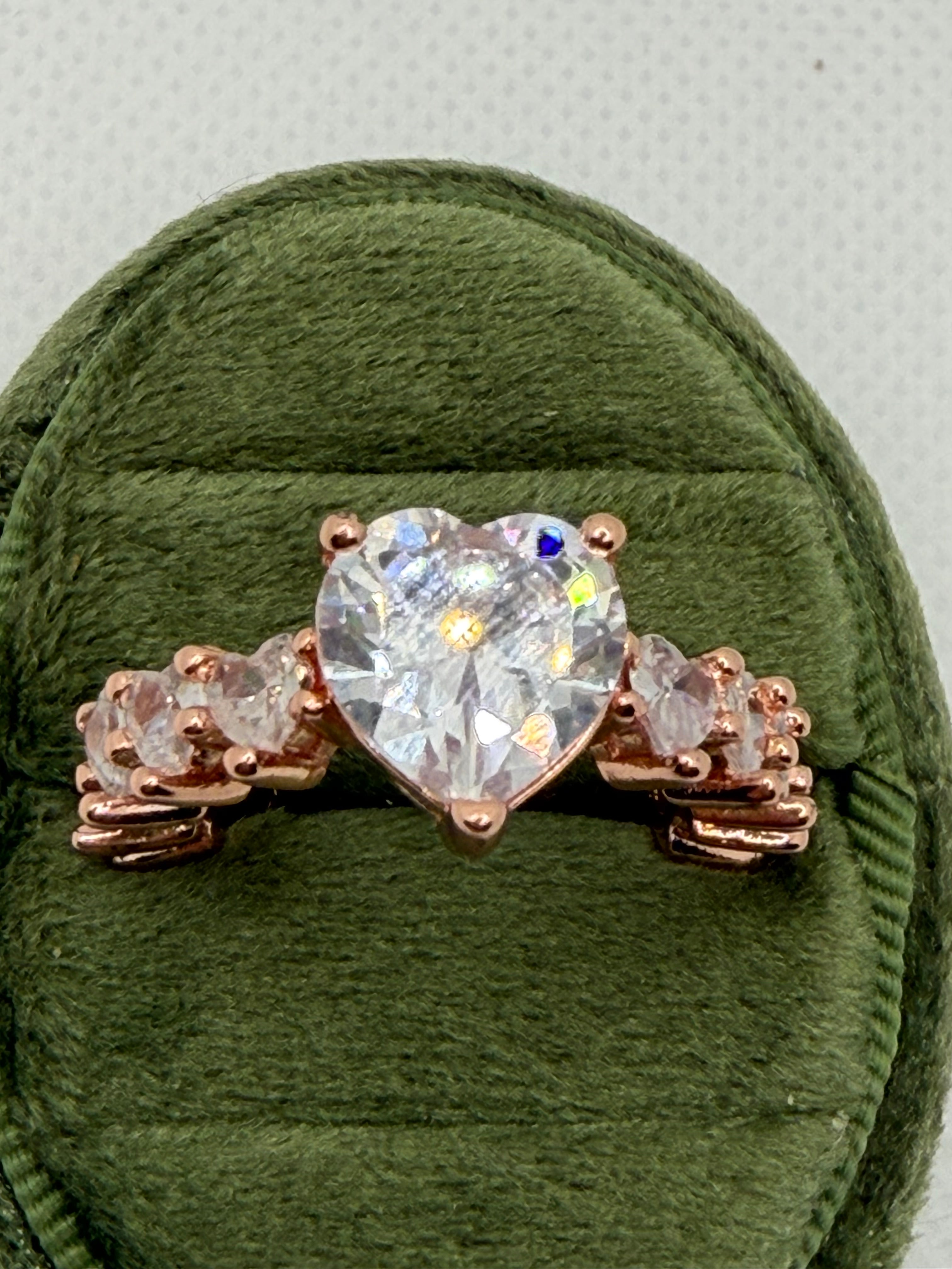 Rose Gold Heart Ring with Crystal Hearts