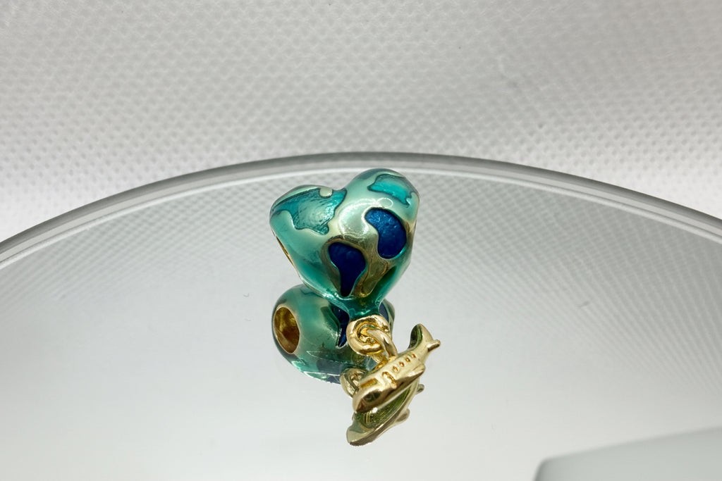 Earth Globe Charm with Airplane