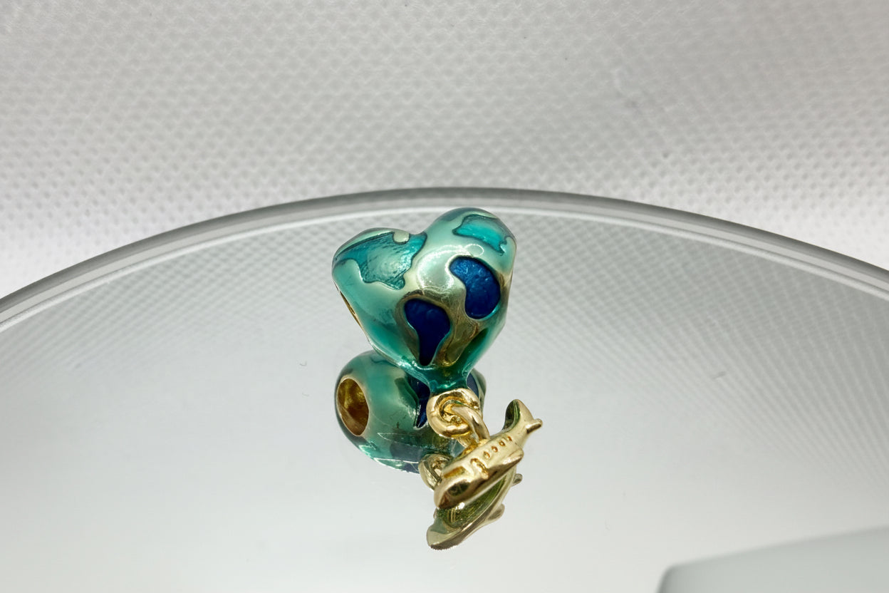 Earth Globe Charm with Airplane