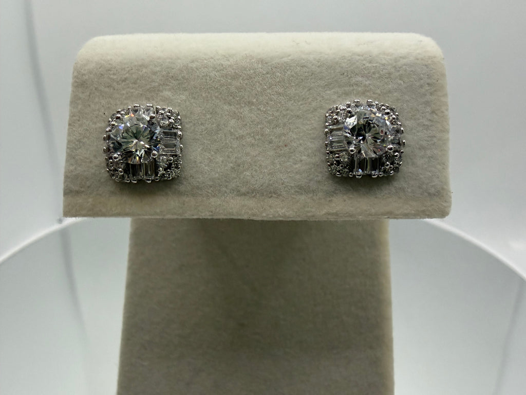 Crystal Halo Cushion Stud Earrings